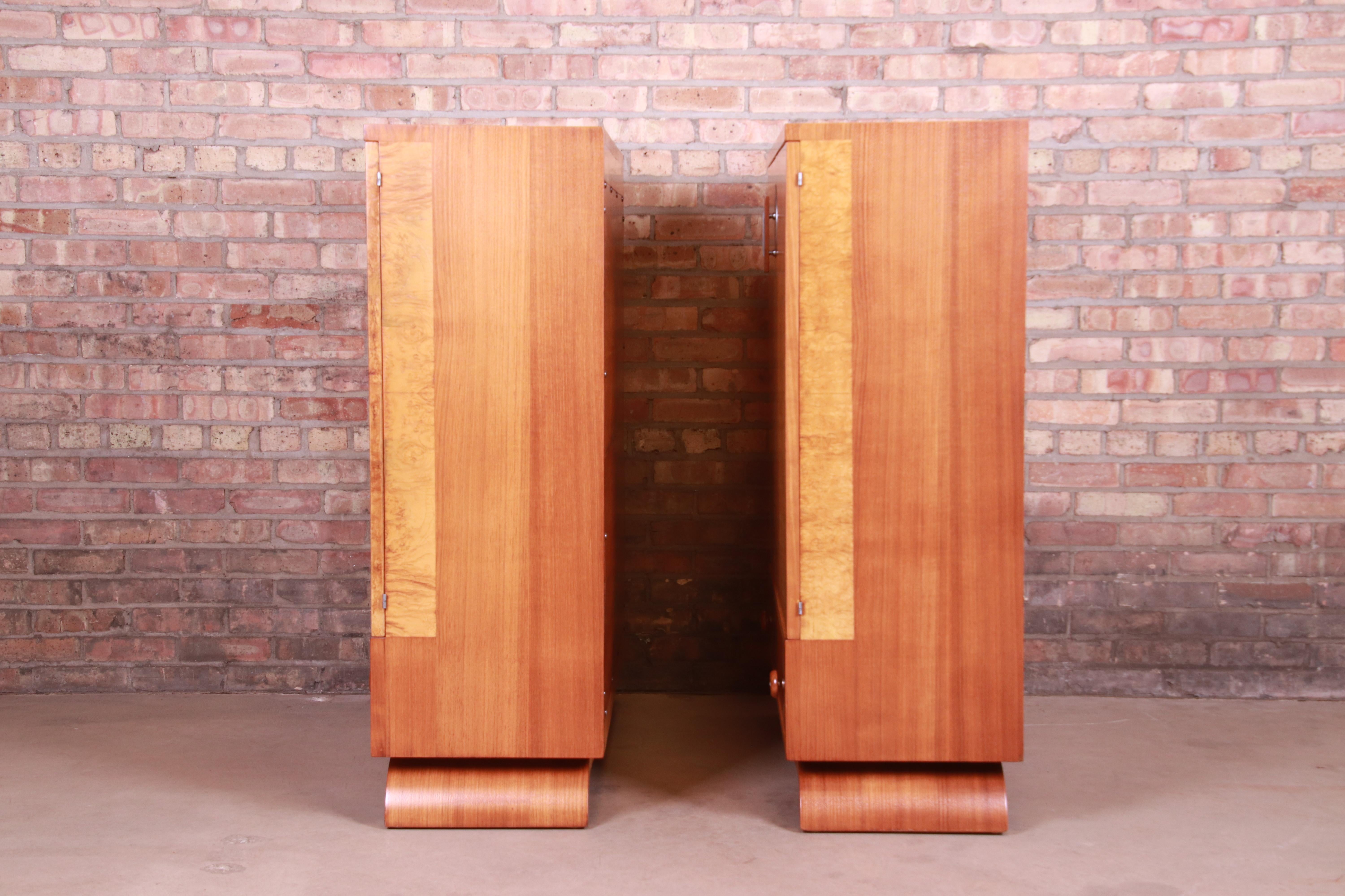 John Widdicomb Art Deco Burl Wood and Walnut Gentleman's Chests, Refinished 8