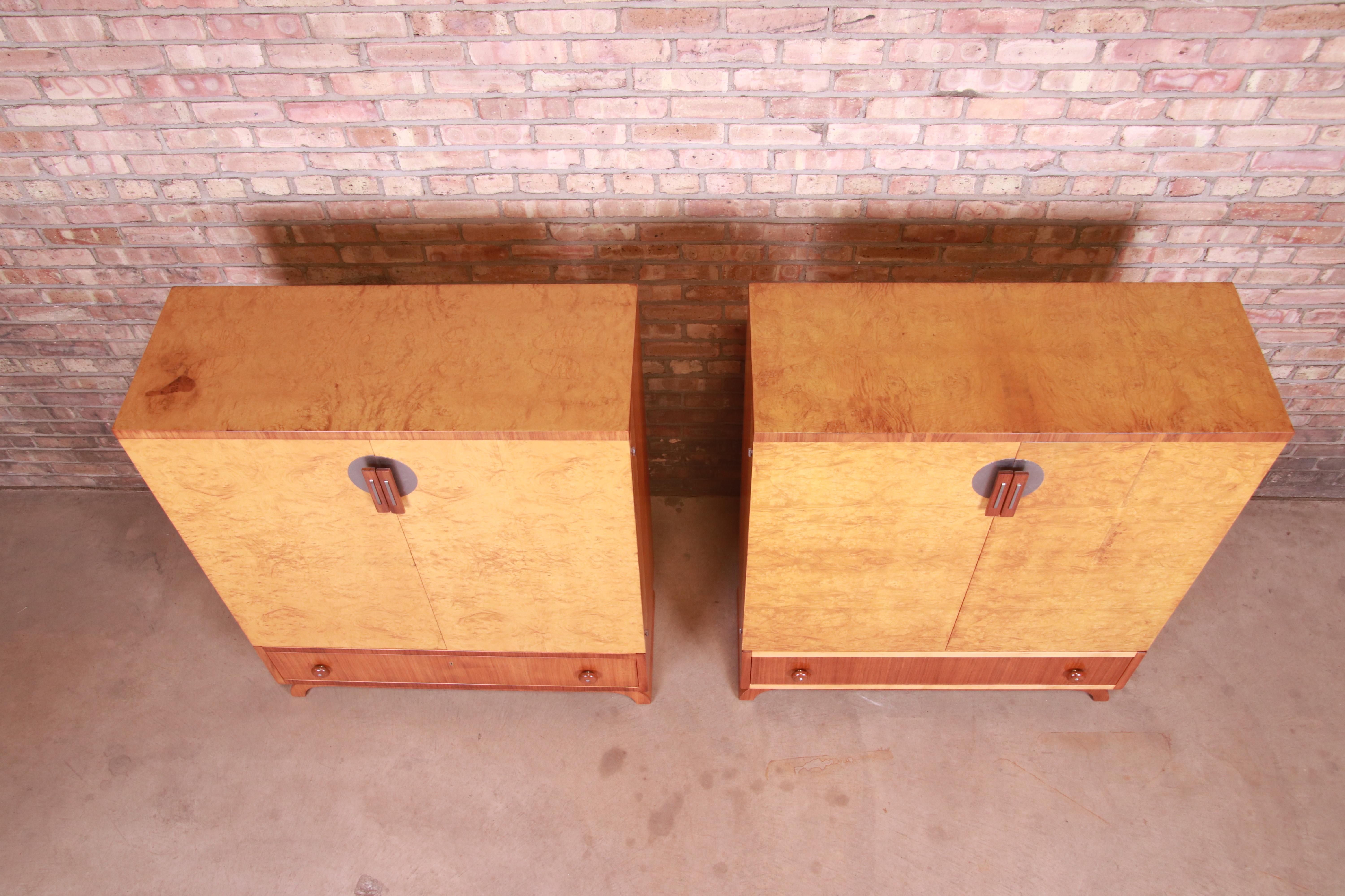 John Widdicomb Art Deco Burl Wood and Walnut Gentleman's Chests, Refinished 10