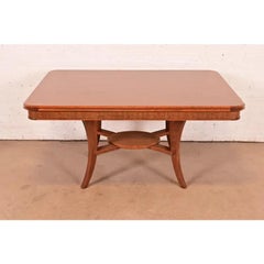 John Widdicomb Art Deco Walnut and Burl Wood Dining Table, Newly Refinished