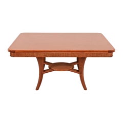 John Widdicomb Art Deco Walnut and Burl Wood Dining Table, Newly Refinished