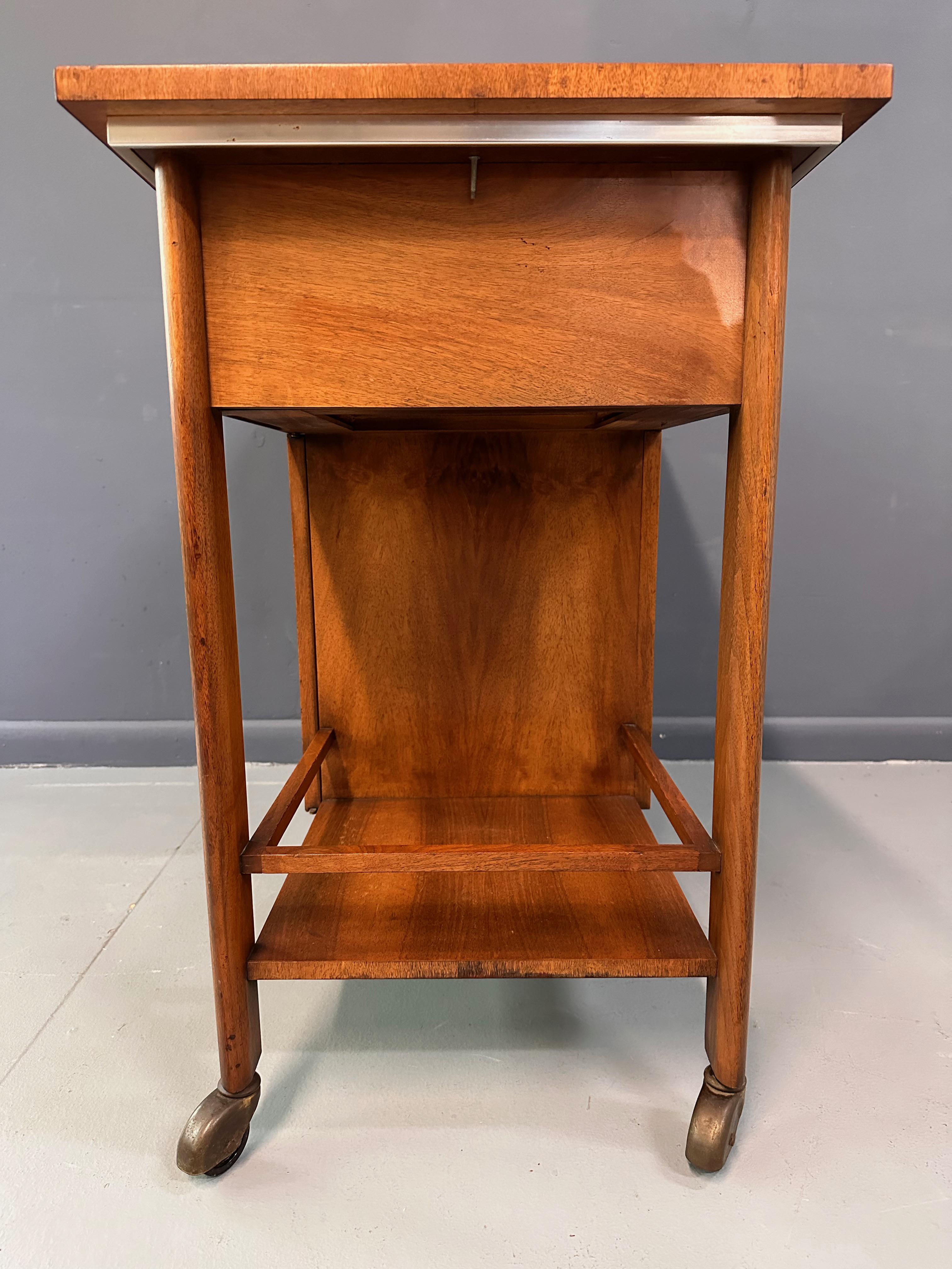 20th Century John Widdicomb Bar Cart by Dale Ford with Expanding Top For Sale