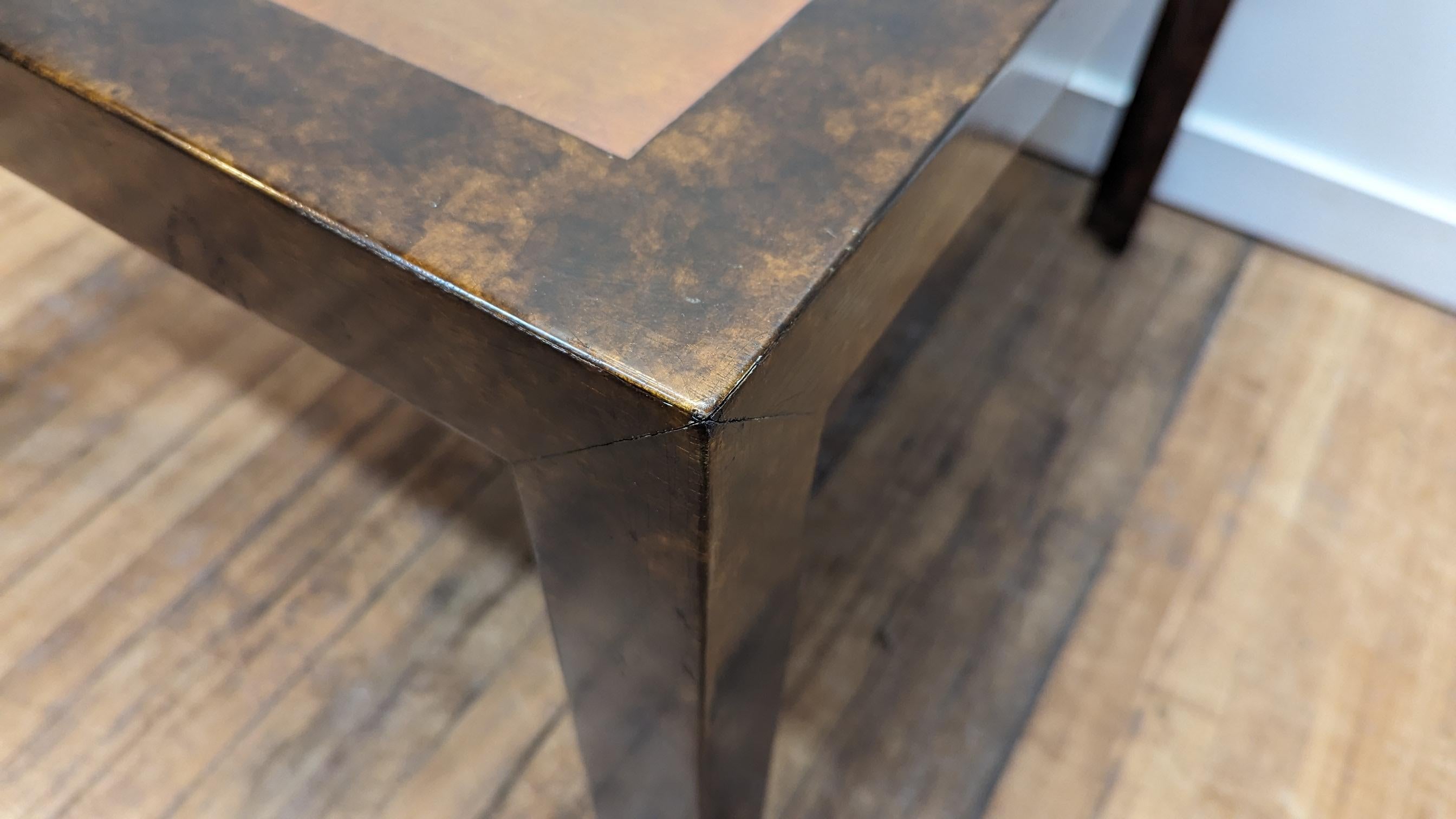 Lacquered John Widdicomb Brass Patinaed Top End Side Table For Sale
