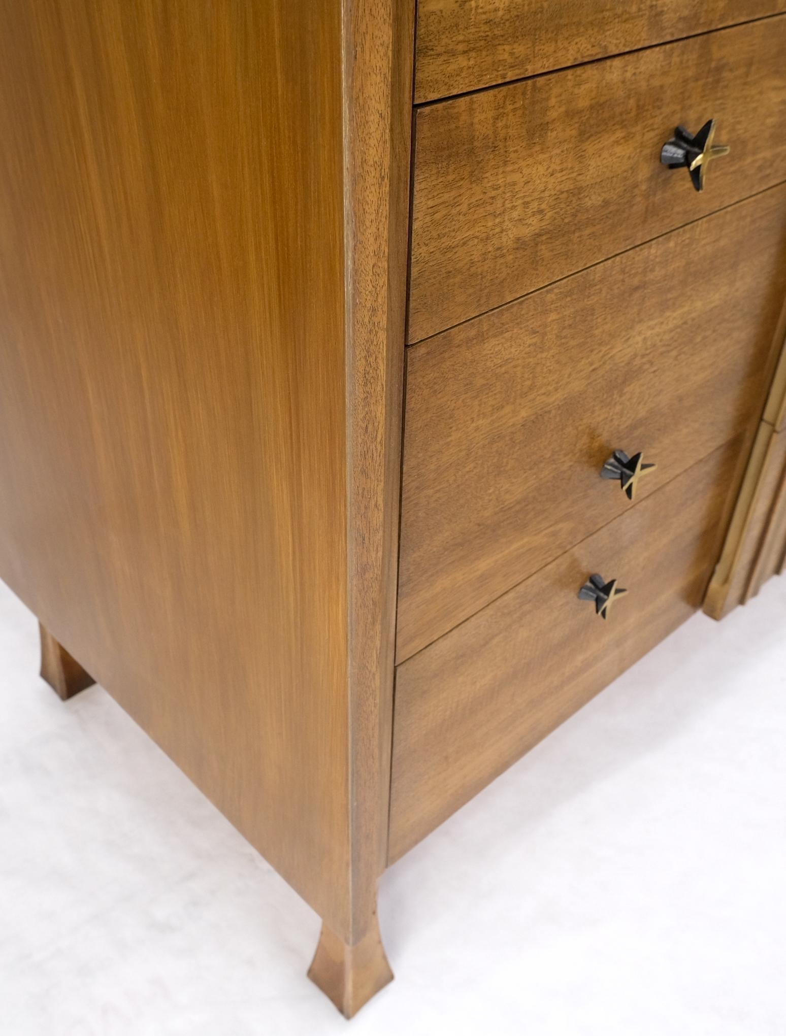 John Widdicomb Brass Star Shape Pulls 9 Drawers Long Dresser Credenza Light Wood 2