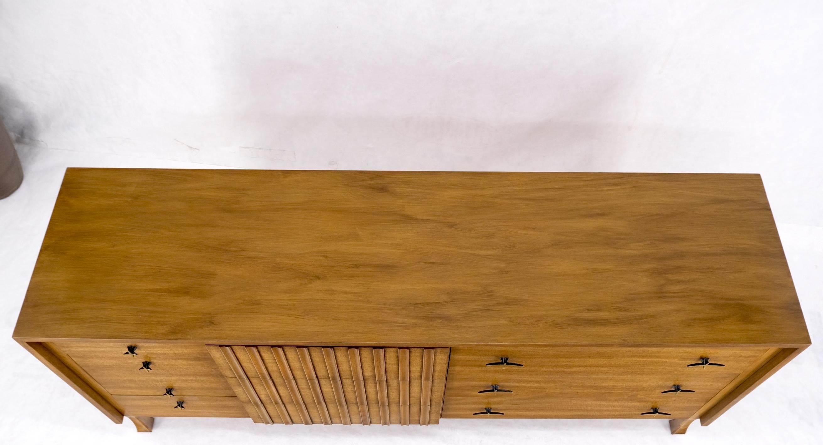 John Widdicomb Brass Star Shape Pulls 9 Drawers Long Dresser Credenza Light Wood 8