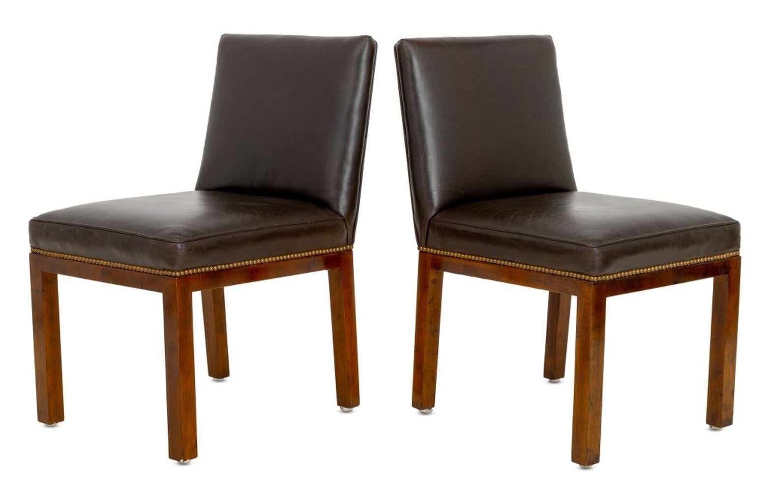 Moderno John Widdicomb Sedie da pranzo in pelle marrone, 6 in vendita
