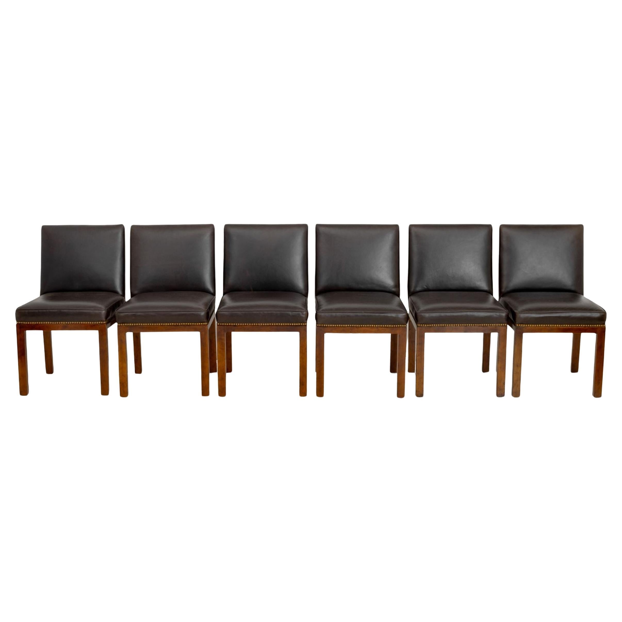 John Widdicomb Sedie da pranzo in pelle marrone, 6