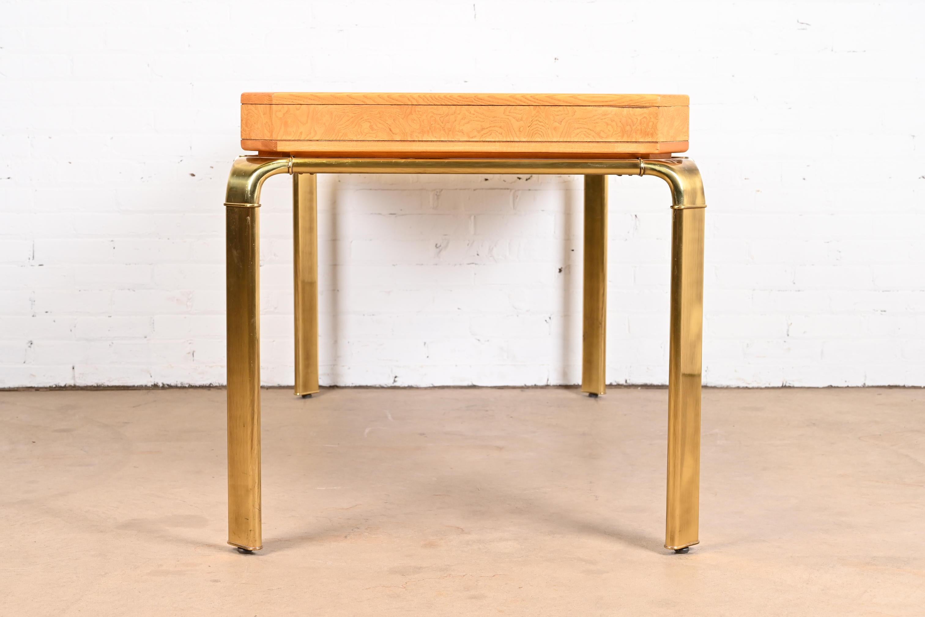 John Widdicomb Burl Wood and Brass Executive Desk, Newly Refinished For Sale 11