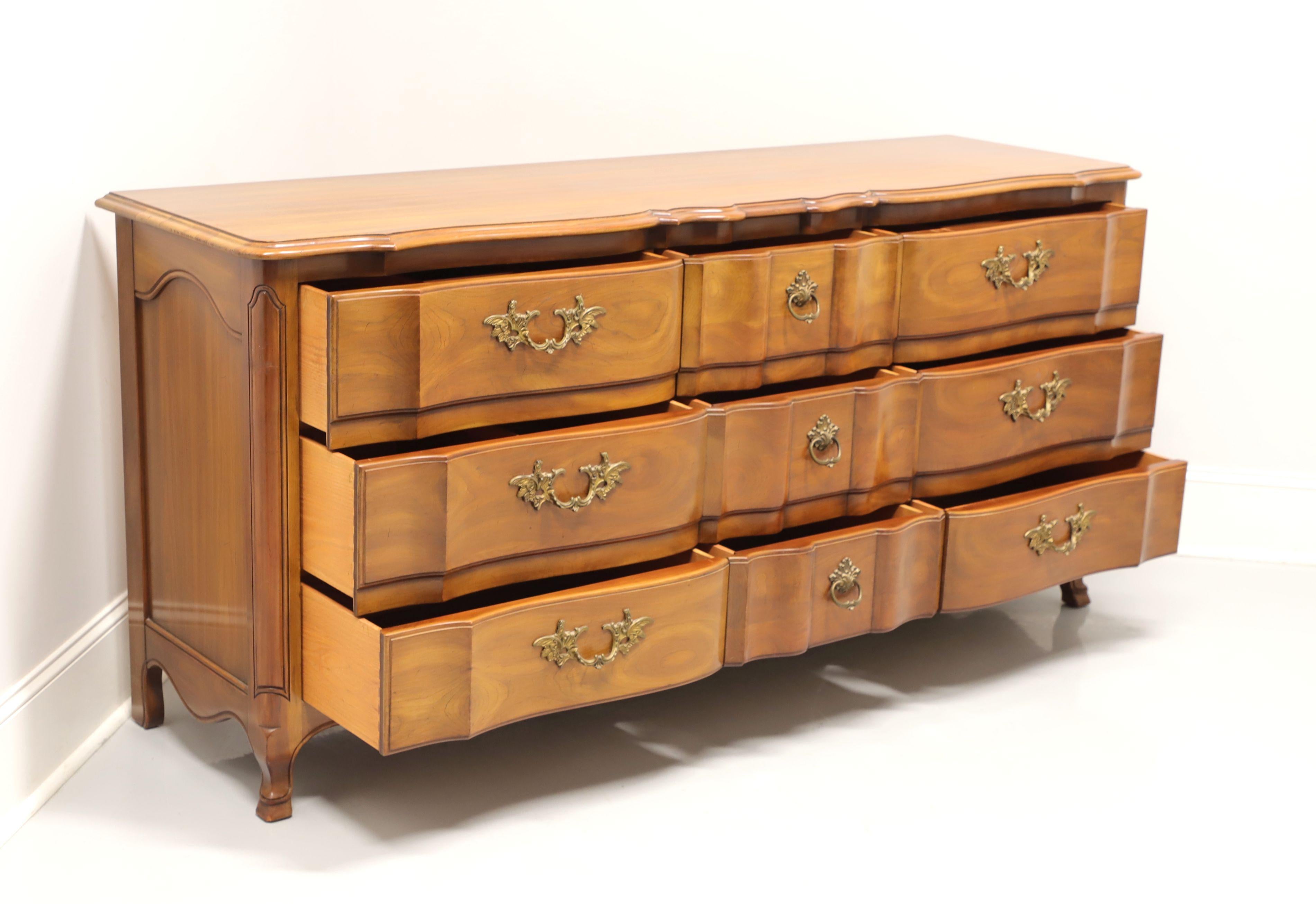 20th Century JOHN WIDDICOMB Cherry French Country Serpentine Triple Dresser