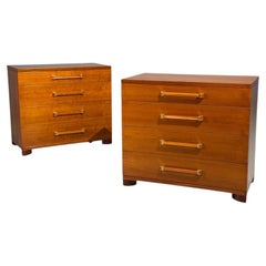 John Widdicomb, Chests of Drawers, Walnut, Brass, USA, 1960s