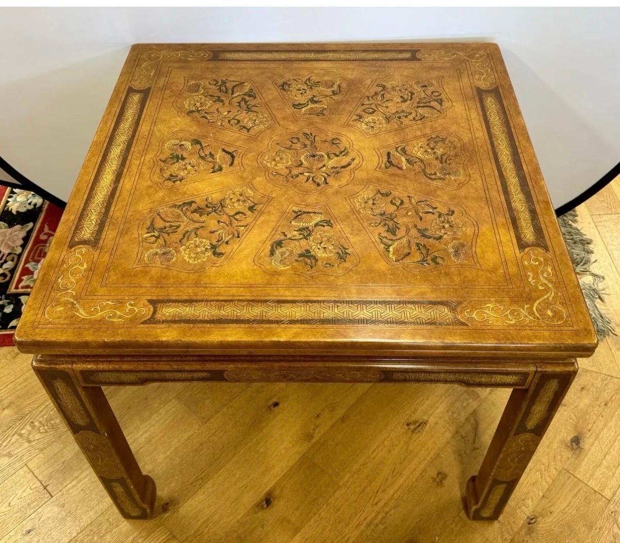 John Widdicomb Chinoiserie Engraved Game Card Table Dining Table & Chairs Set en vente 6