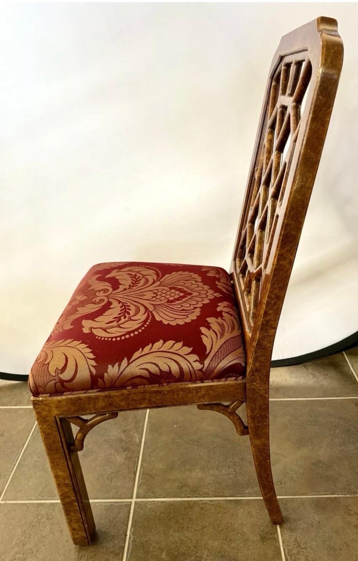 Chinoiseries John Widdicomb Chinoiserie Engraved Game Card Table Dining Table & Chairs Set en vente