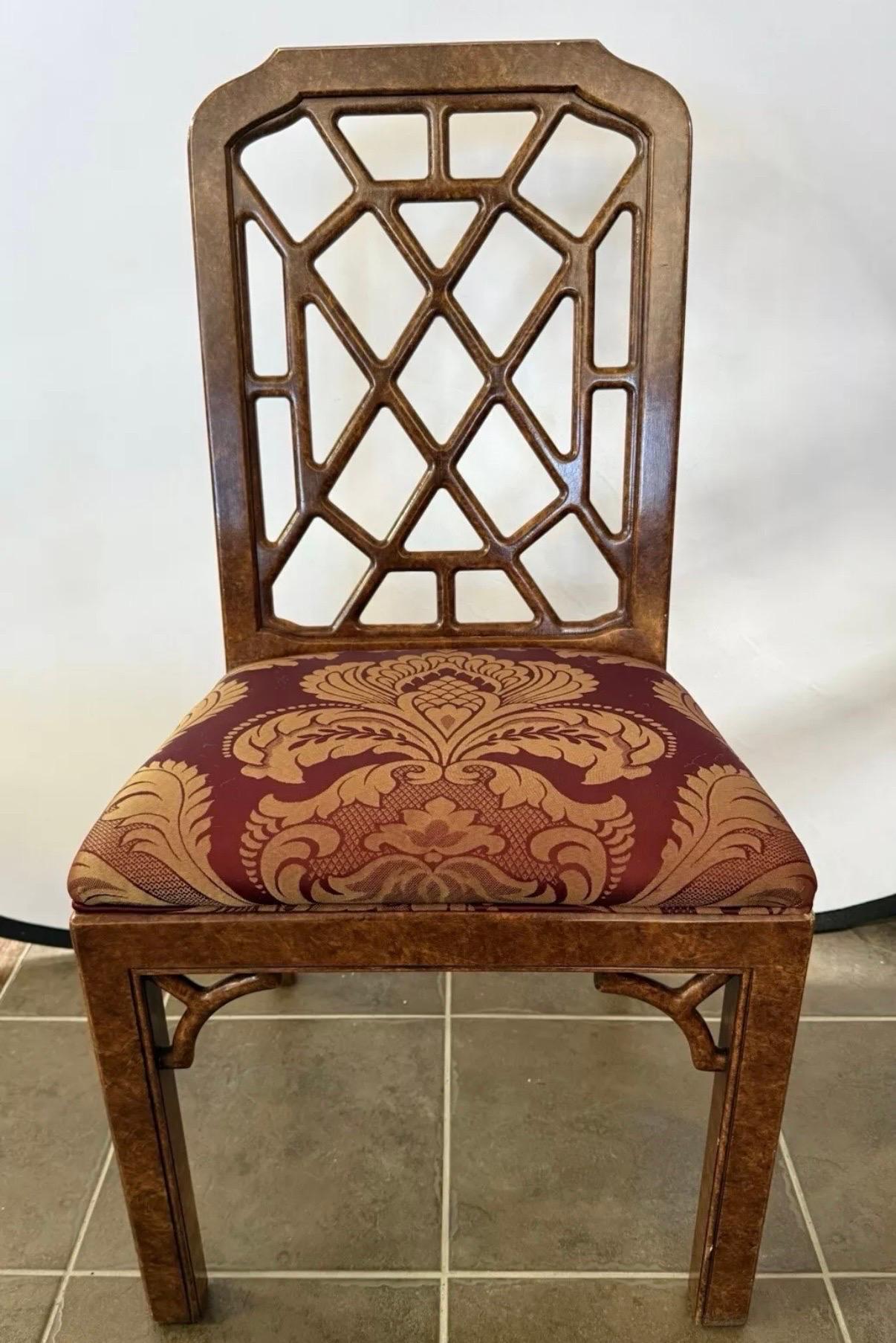 Américain John Widdicomb Chinoiserie Engraved Game Card Table Dining Table & Chairs Set en vente