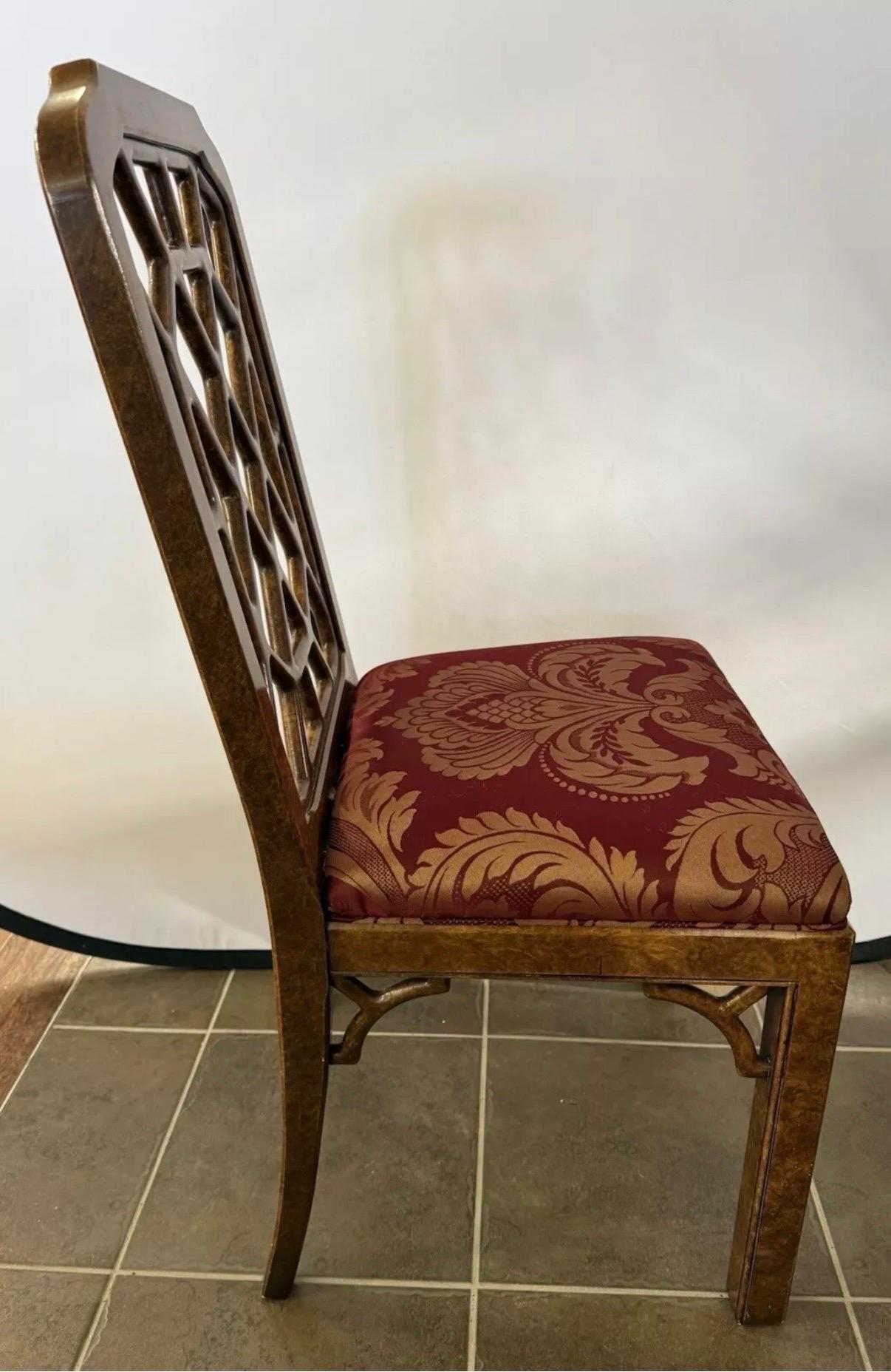 John Widdicomb Chinoiserie Engraved Game Card Table Dining Table & Chairs Set Bon état - En vente à West Hartford, CT
