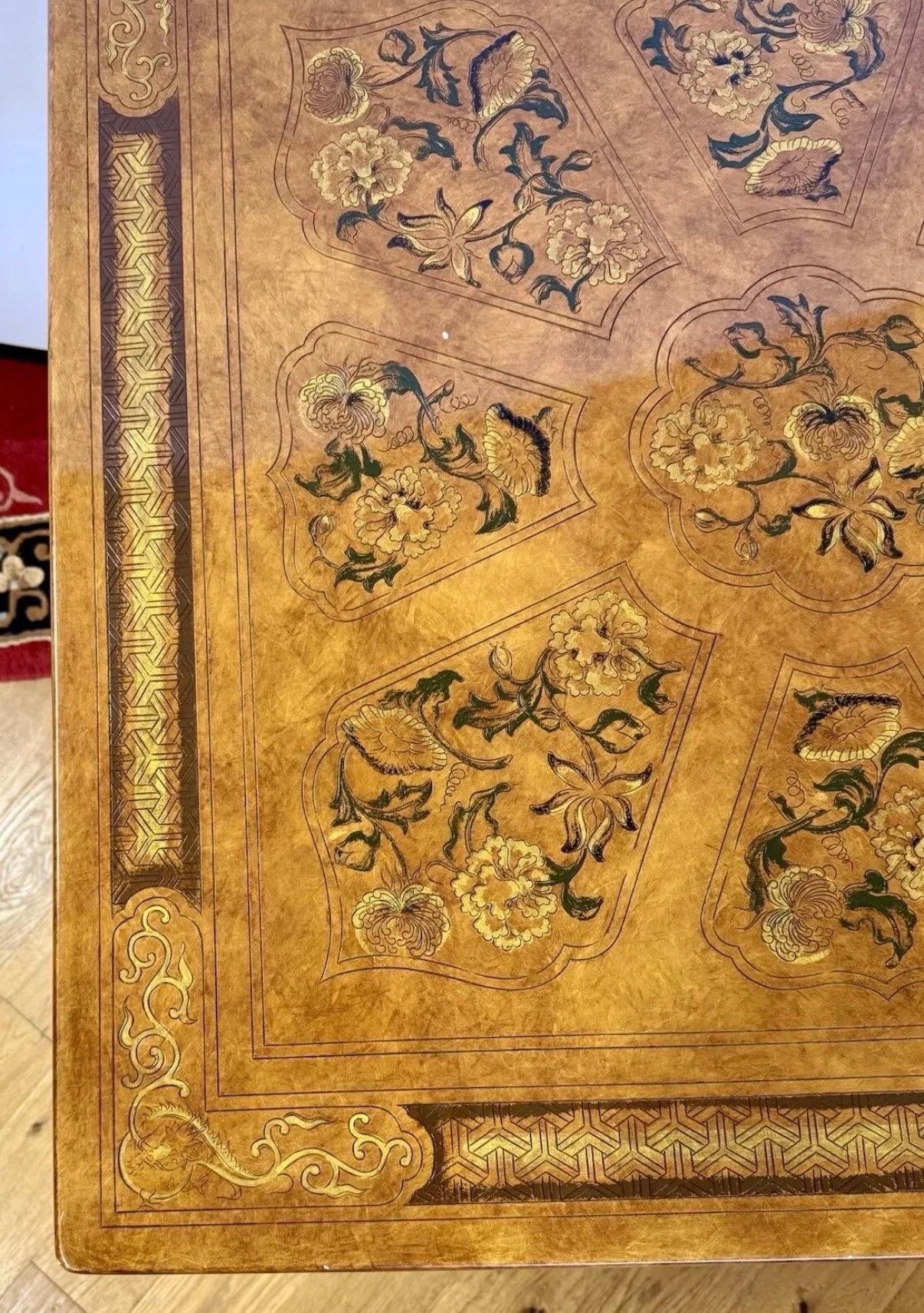 Fin du 20e siècle John Widdicomb Chinoiserie Engraved Game Card Table Dining Table & Chairs Set en vente