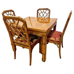 John Widdicomb Juego de mesa y sillas de comedor grabadas en Chinoiserie