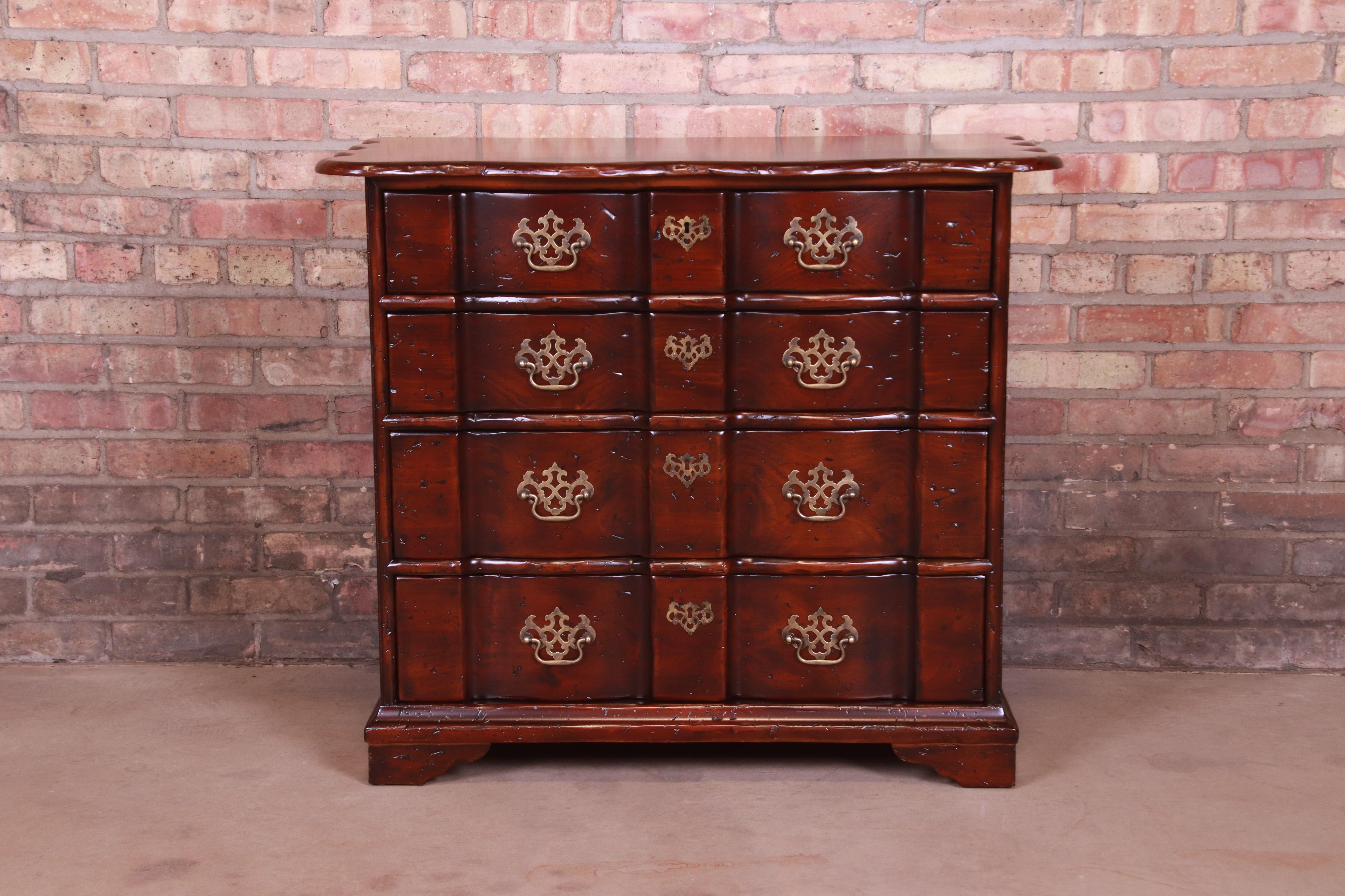 American John Widdicomb Chippendale Walnut Block Front Chest of Drawers, Newly Refinished For Sale