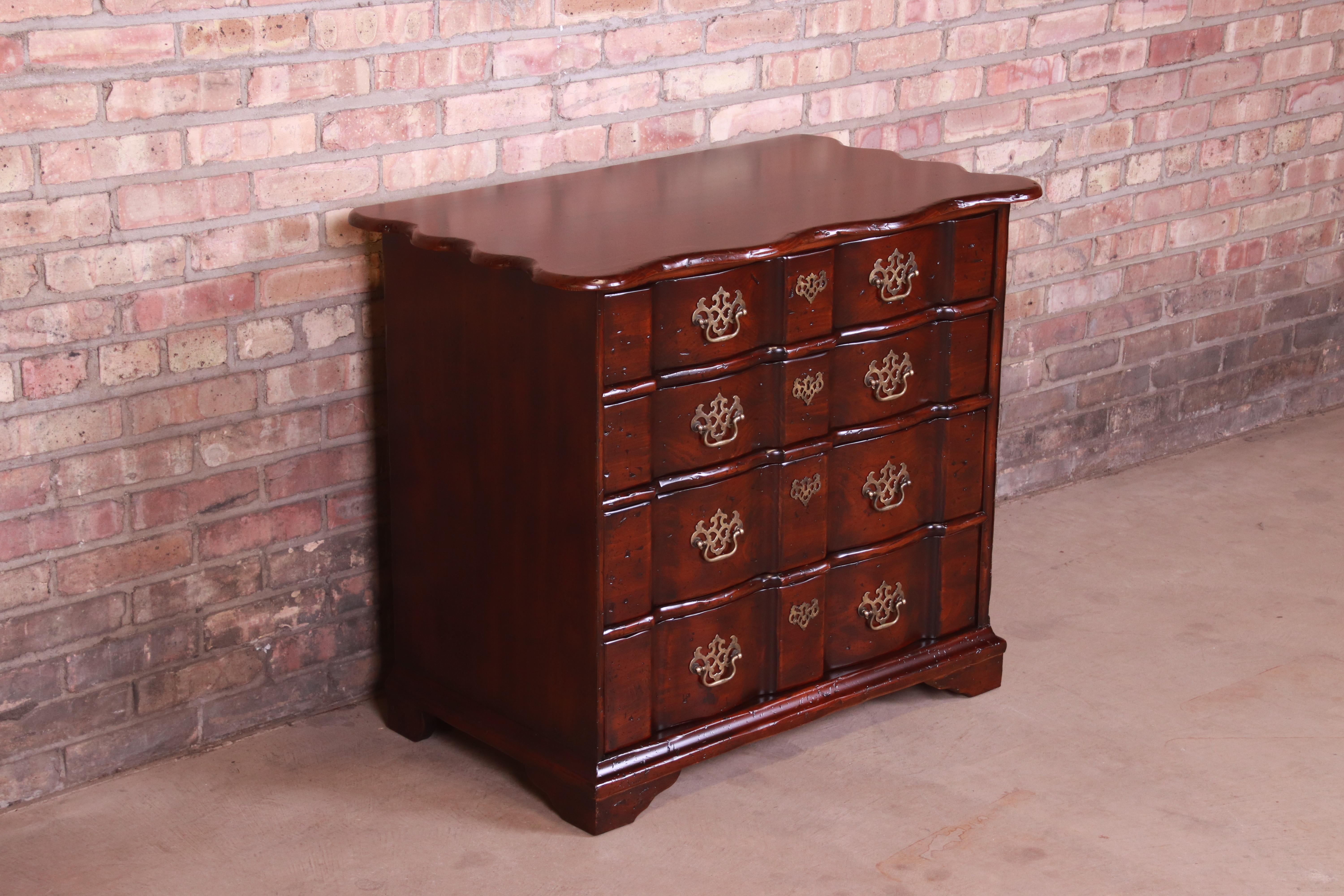 John Widdicomb Chippendale Walnut Block Front Chest of Drawers, Newly Refinished In Good Condition For Sale In South Bend, IN
