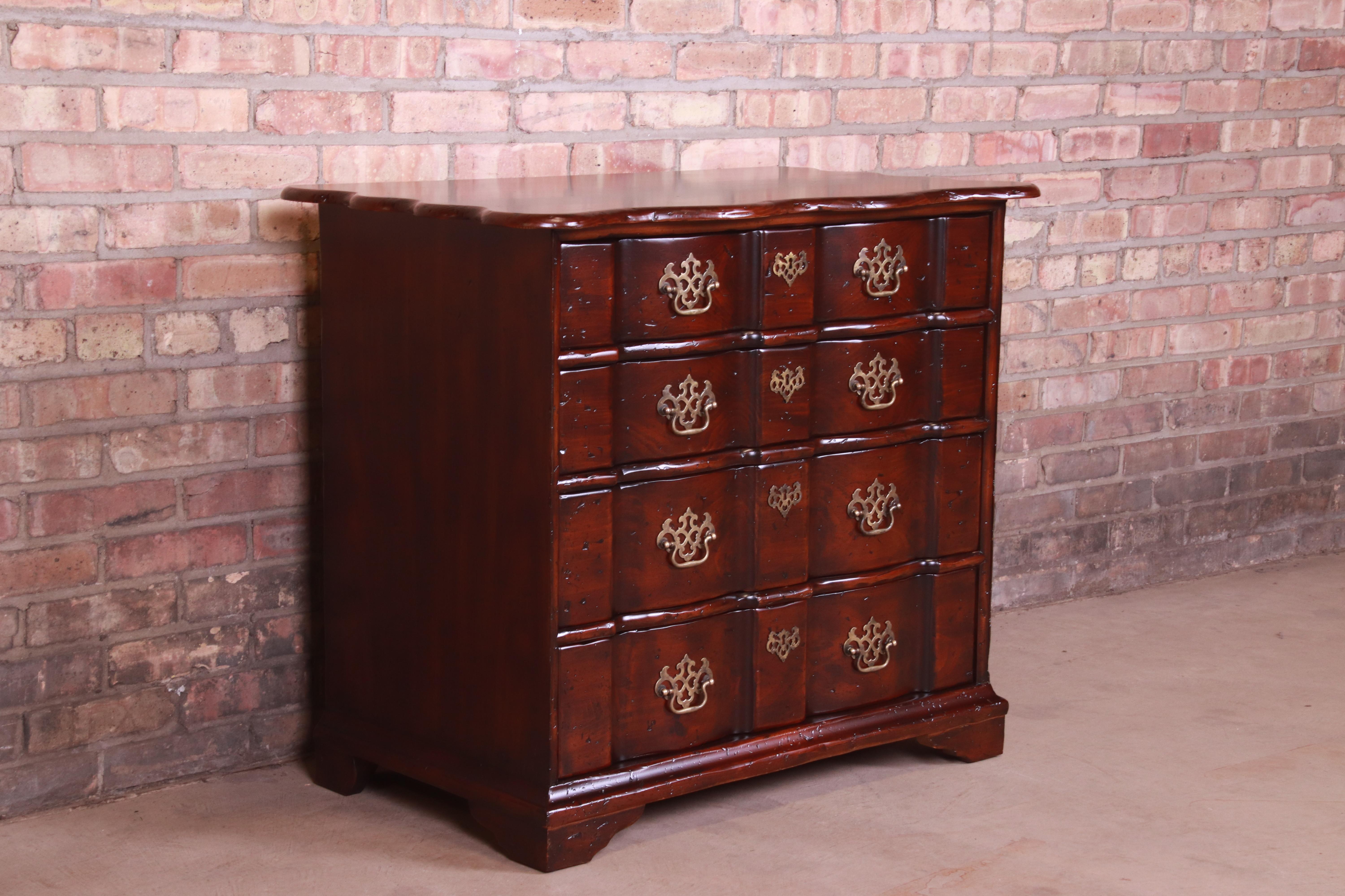 20th Century John Widdicomb Chippendale Walnut Block Front Chest of Drawers, Newly Refinished For Sale