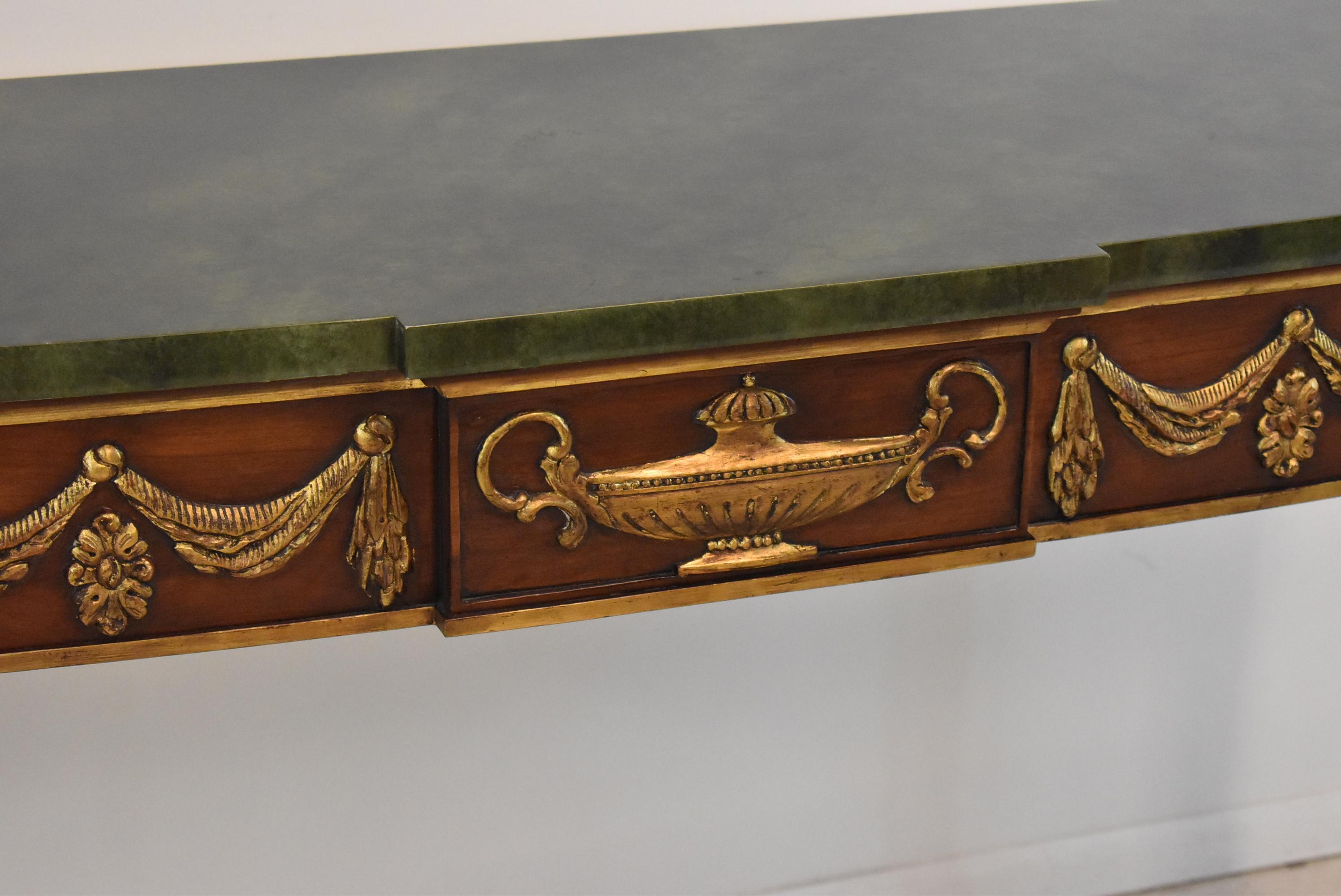 North American John Widdicomb Console Table Rococo Style Carved Mahogany