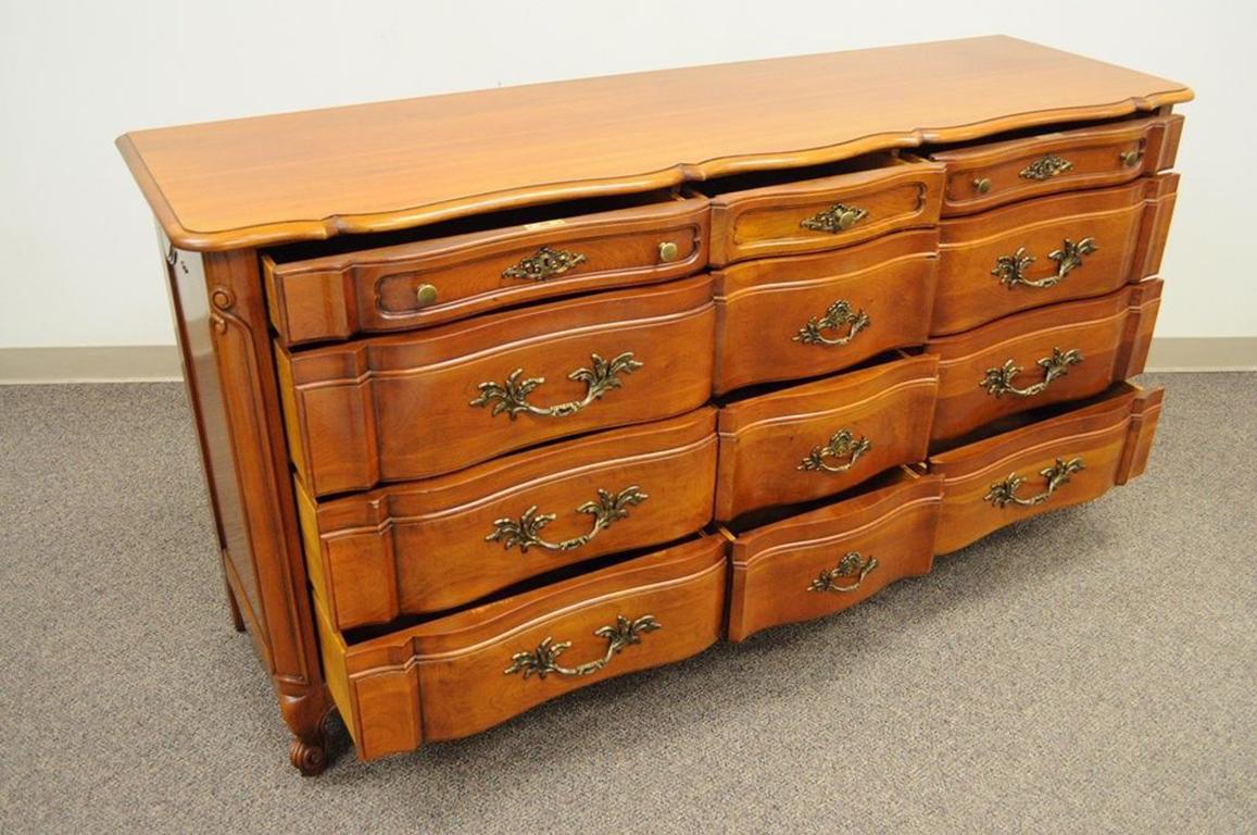 American John Widdicomb Country French Provincial Dresser Cherry 12 Drawer Fruitwood