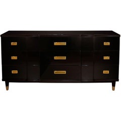 John Widdicomb Ebonzed Walnut and Brass Dresser