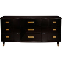 John Widdicomb Ebonzed Walnut and Brass Dresser