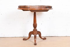 John Widdicomb English Chippendale Carved Mahogany Pedestal Tea Table