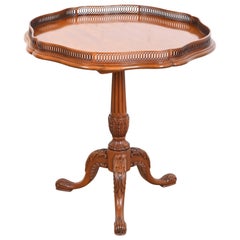 John Widdicomb English Chippendale Carved Mahogany Pedestal Tea Table