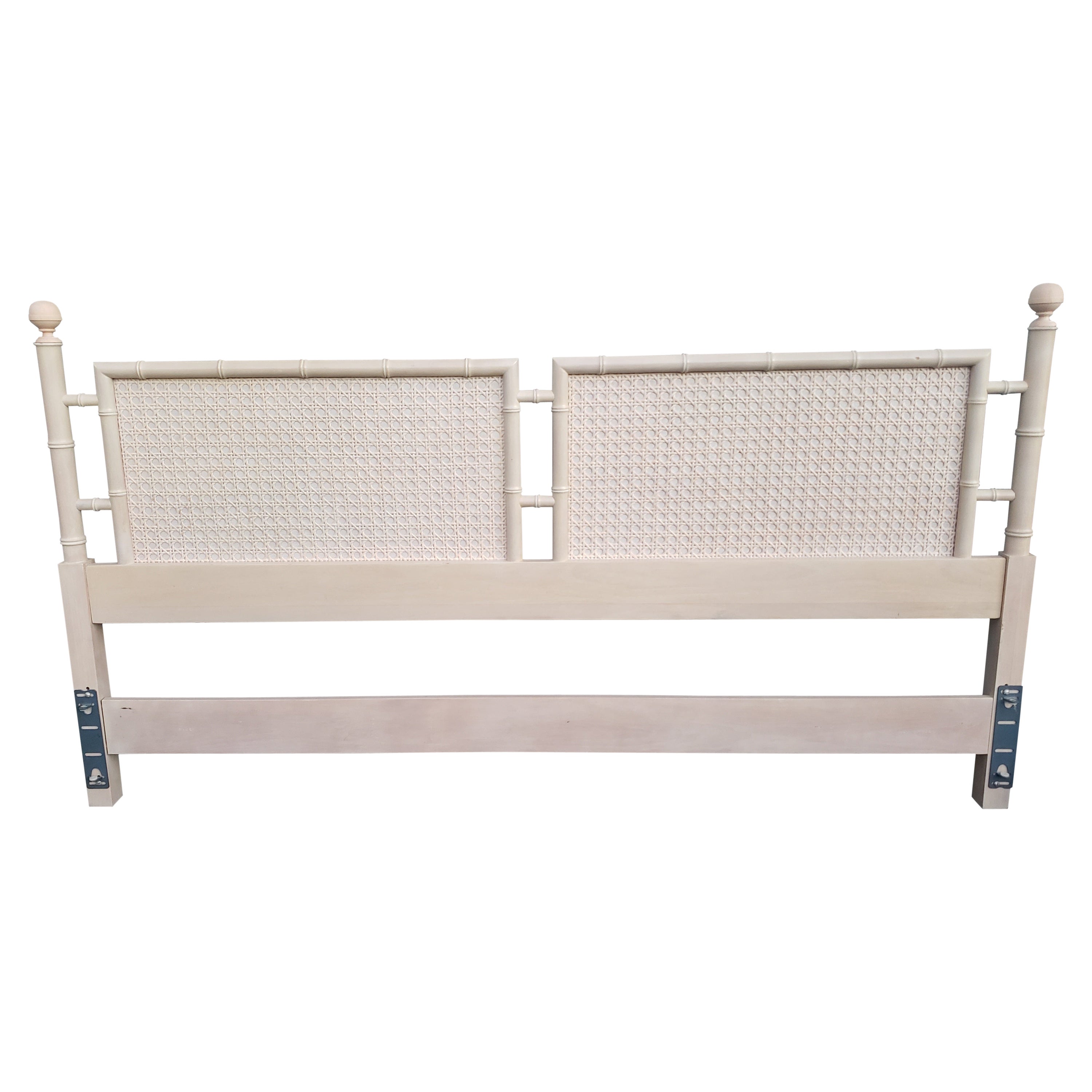 Tête de lit King Size John Widdicomb en faux bambou et cannage