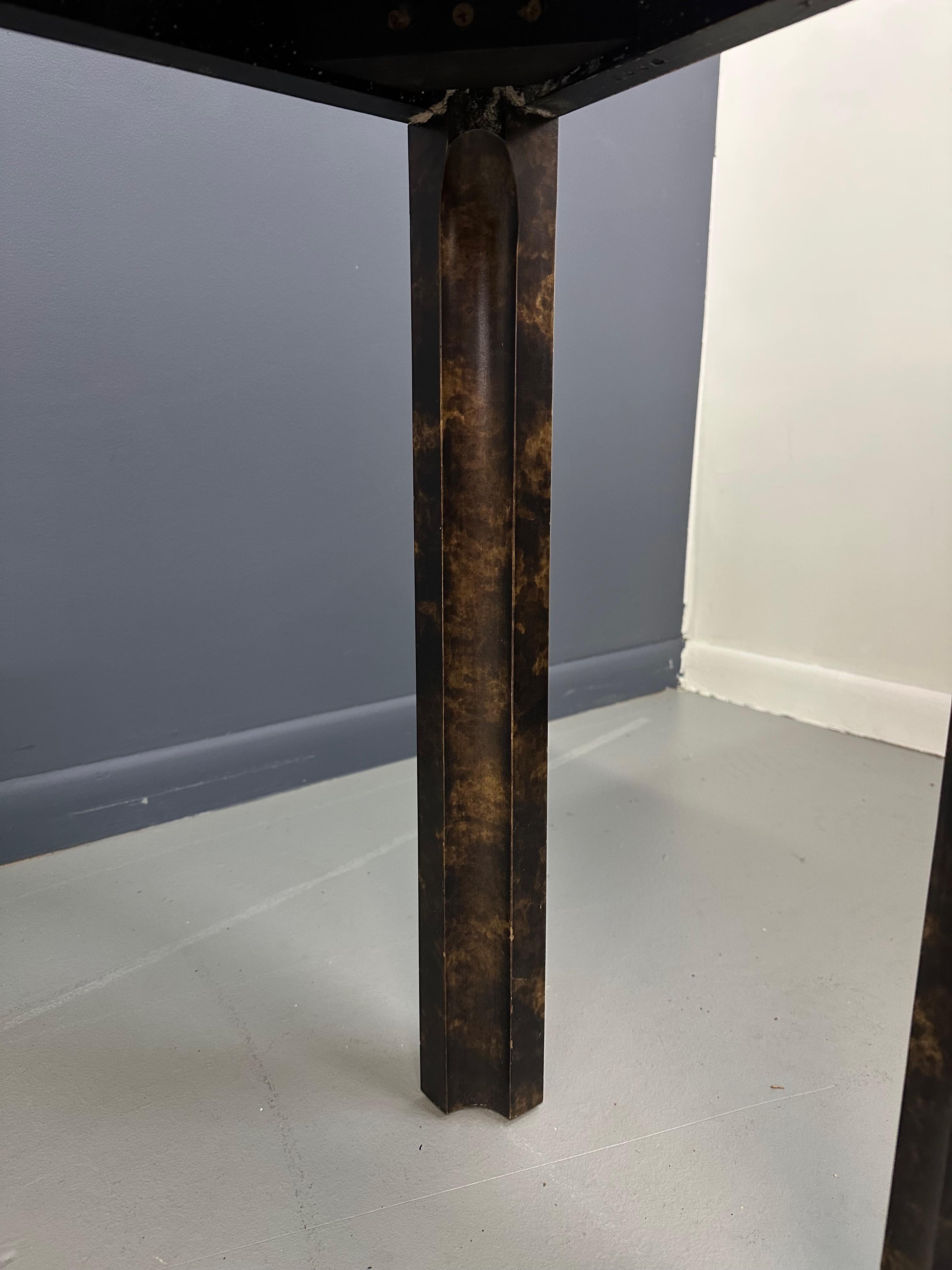 North American John Widdicomb Faux Tortoise Shell Console/Sofa Table with Patinated Brass Top
