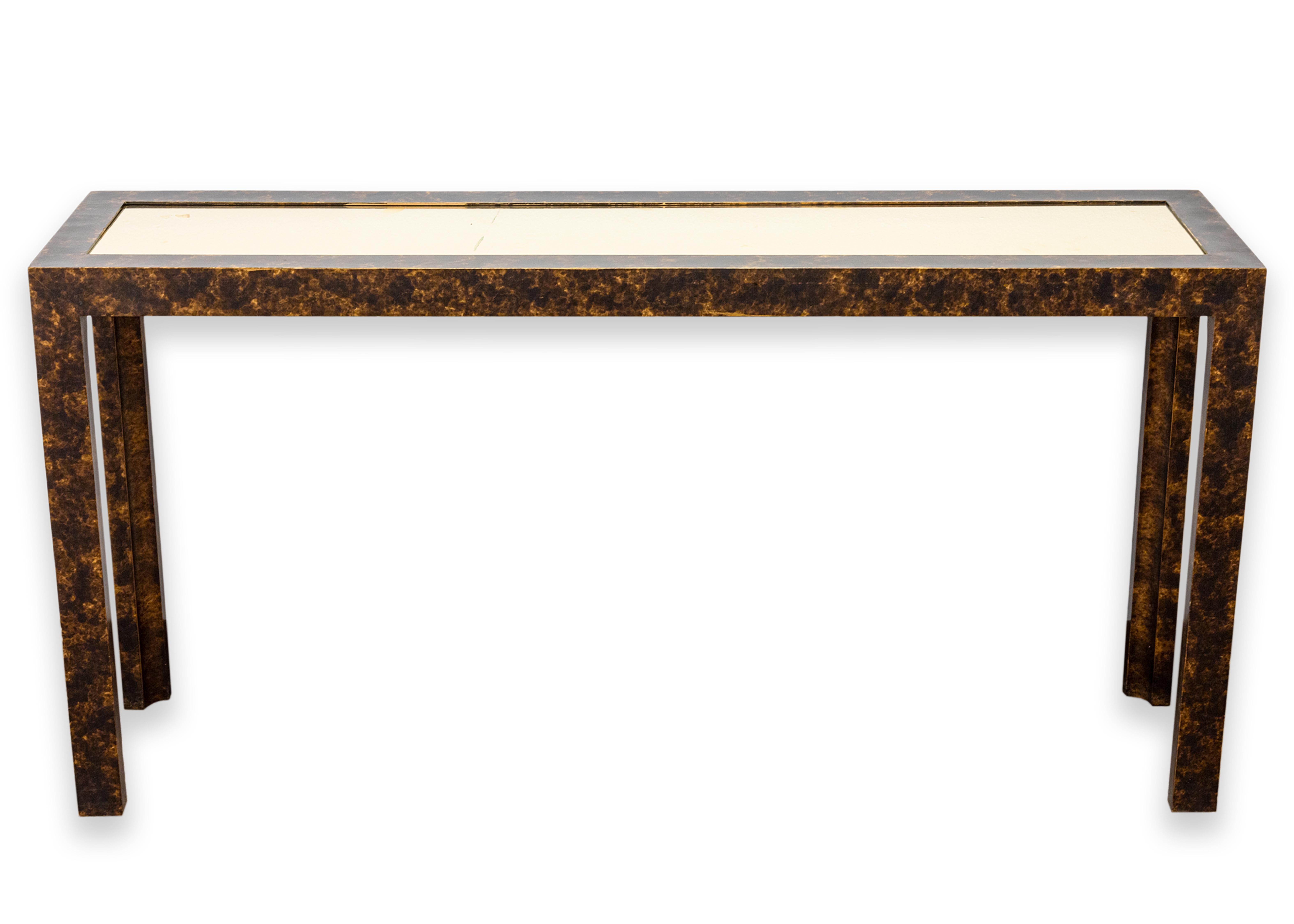 John Widdicomb Faux Tortoise Shell Patina Brass Parson Console Table For Sale 2