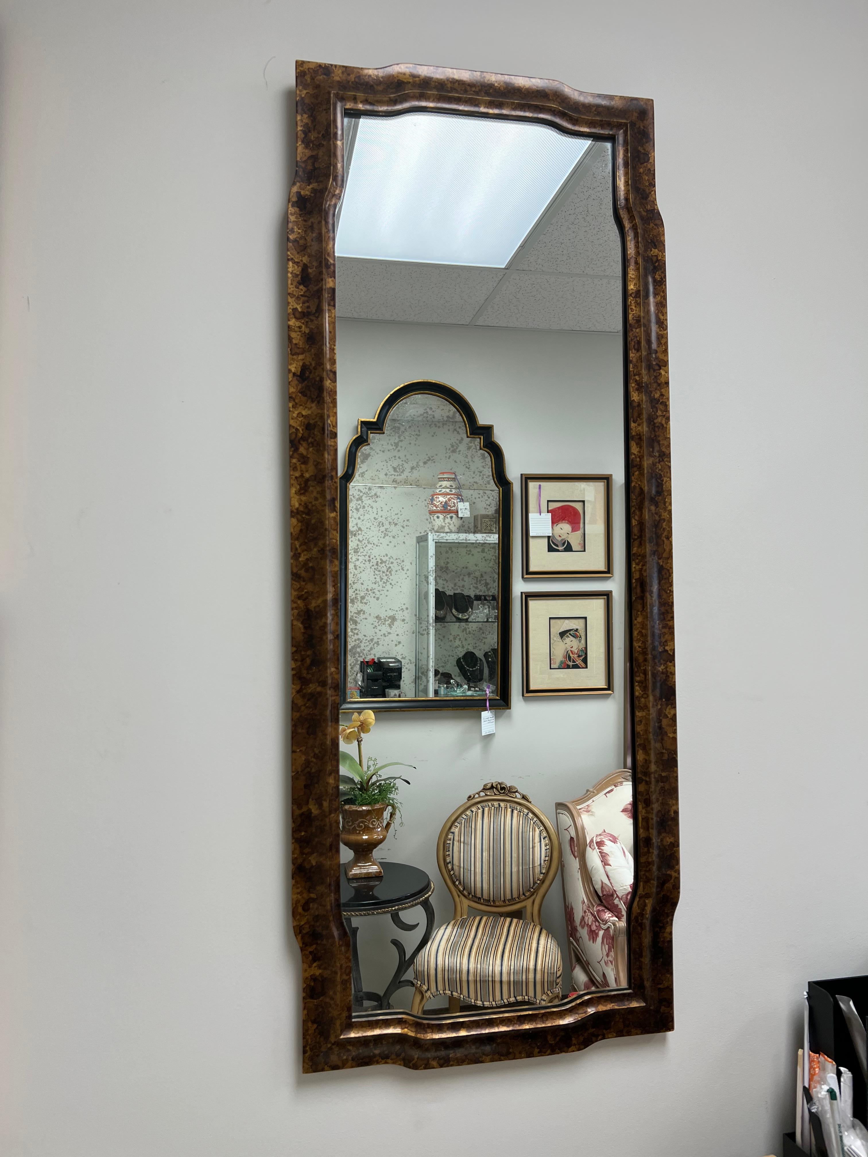 John Widdicomb for John Stuart Mid-Century Modern Faux Tortoise Wall Mirror For Sale 8