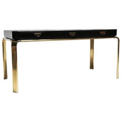 Used John Widdicomb for Mastercraft Black Lacquered and Brass Desk