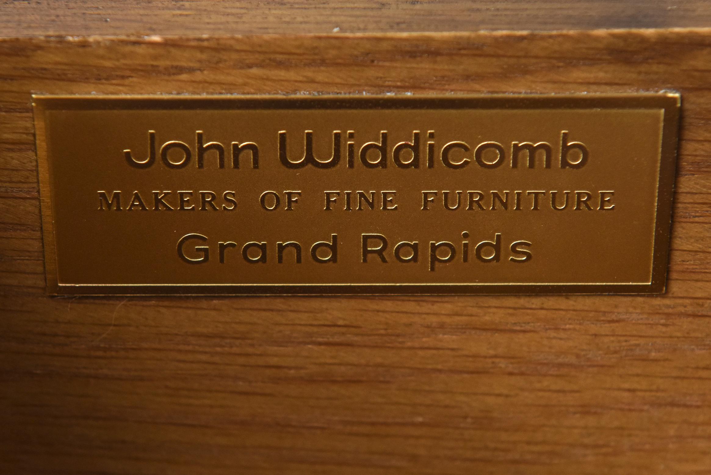 John Widdicomb for Mastercraft Burled Wood Desk with Brass Hardware 1