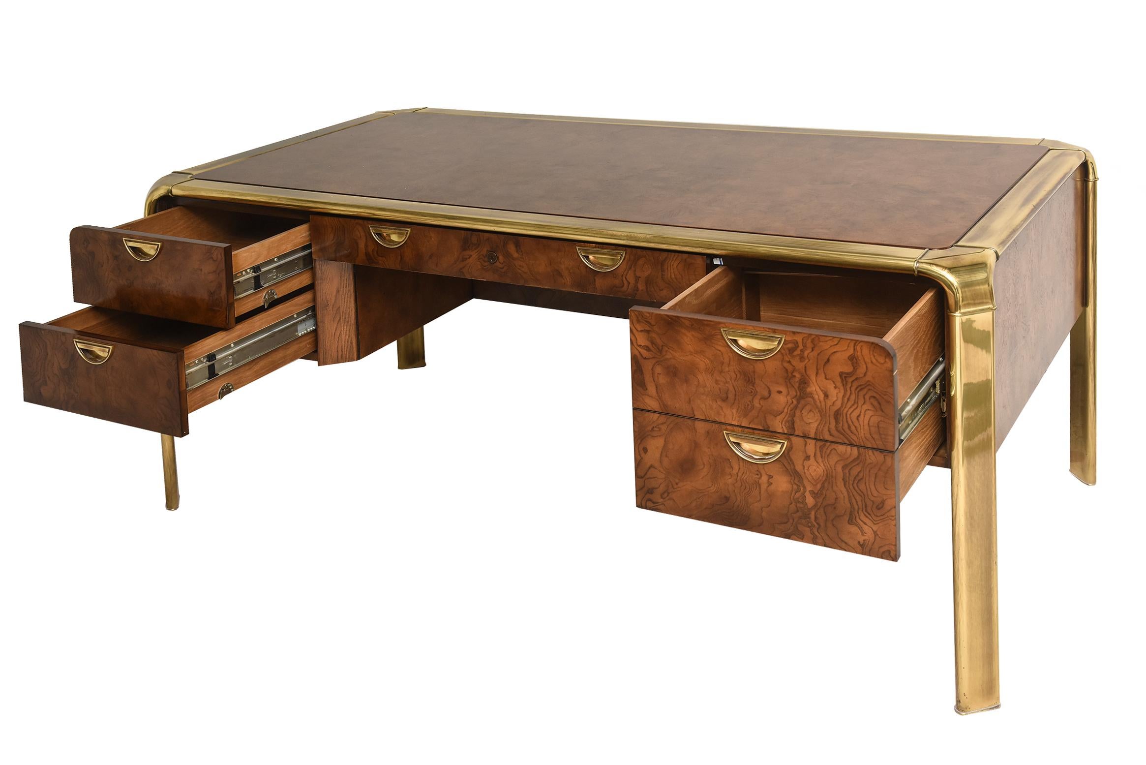 brass and wood desk