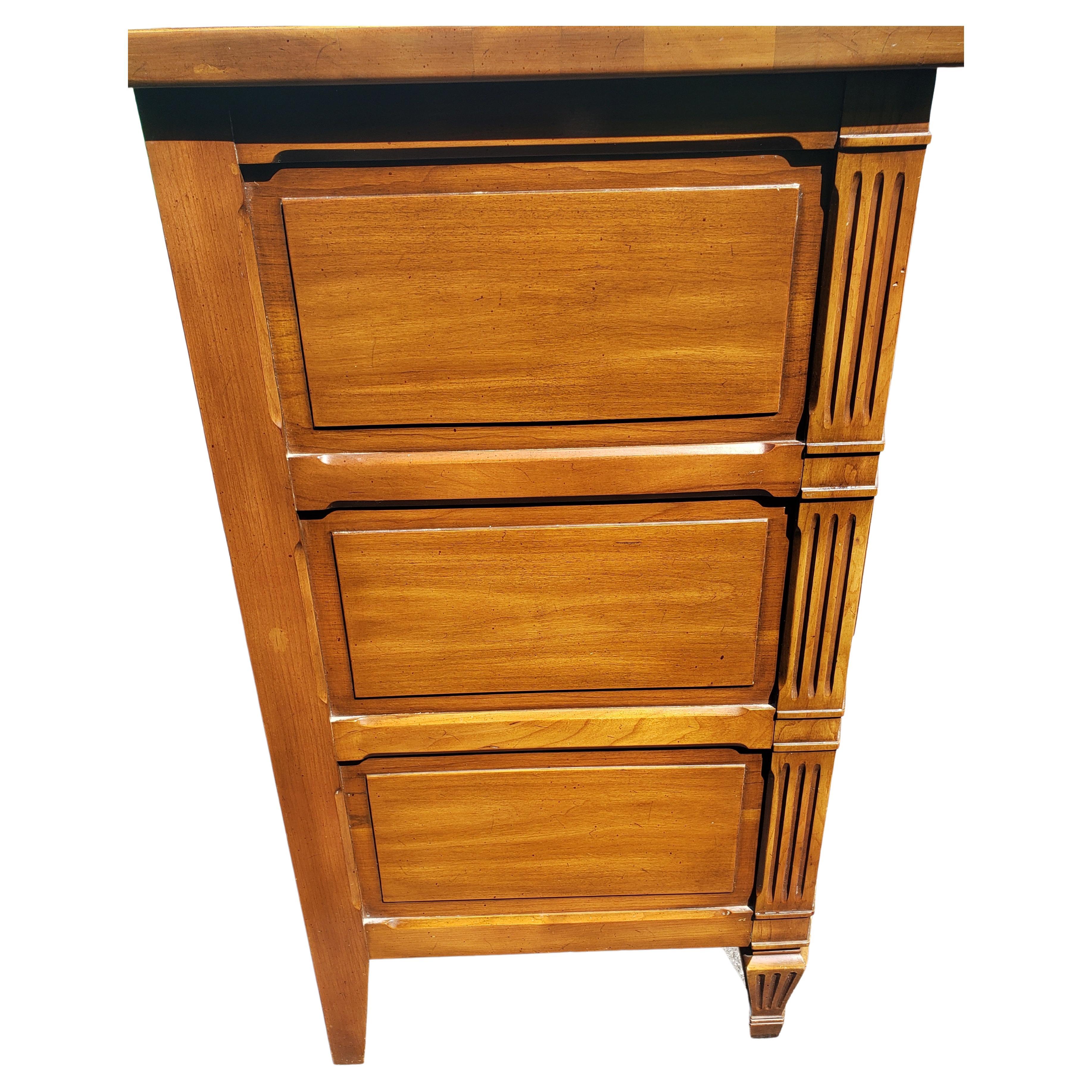 John Widdicomb French Country Serpentine Dresser with Glass Top, circa 1950s For Sale 2