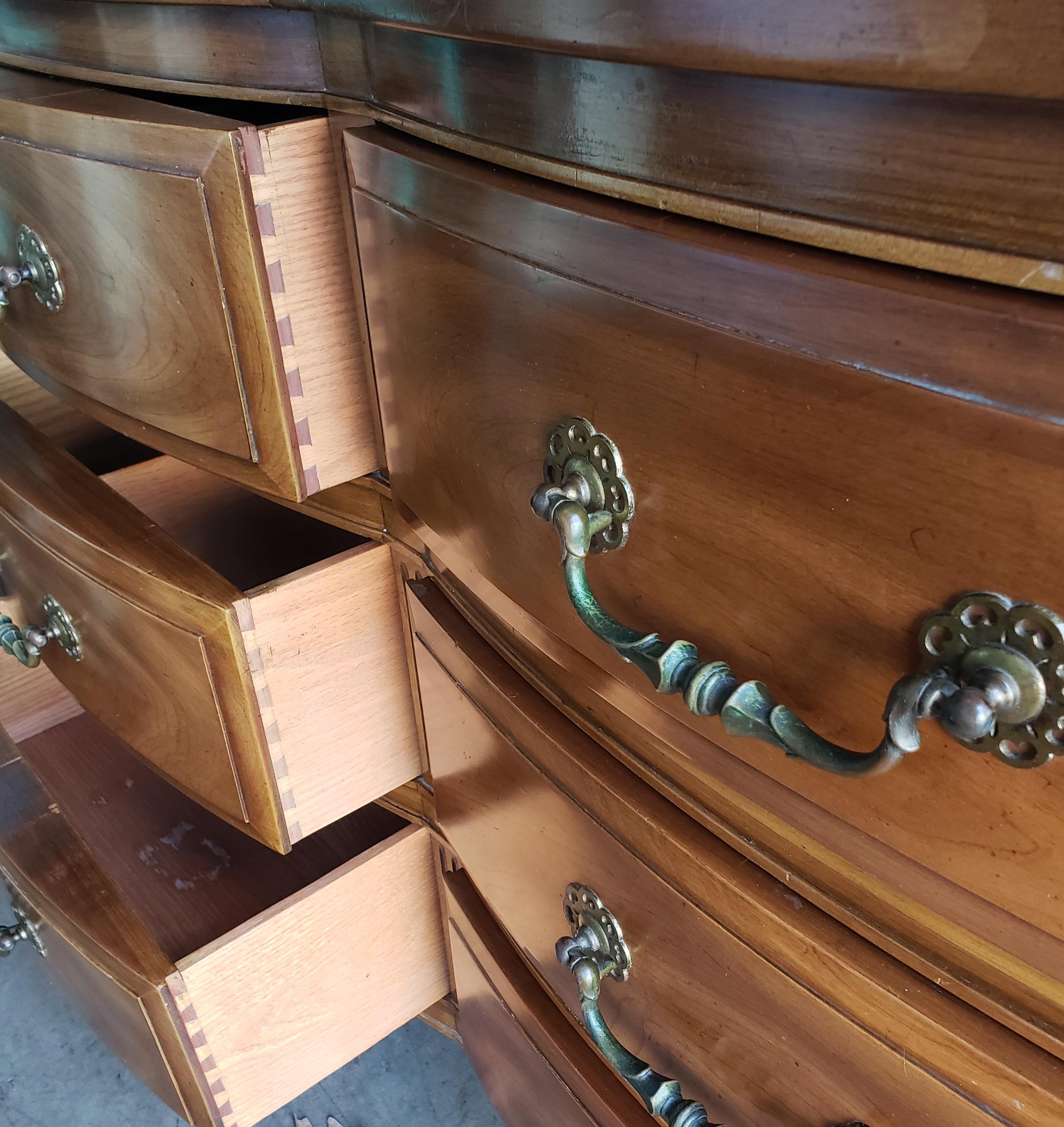 John Widdicomb French Country Serpentine Dresser with Glass Top, circa 1950s For Sale 3