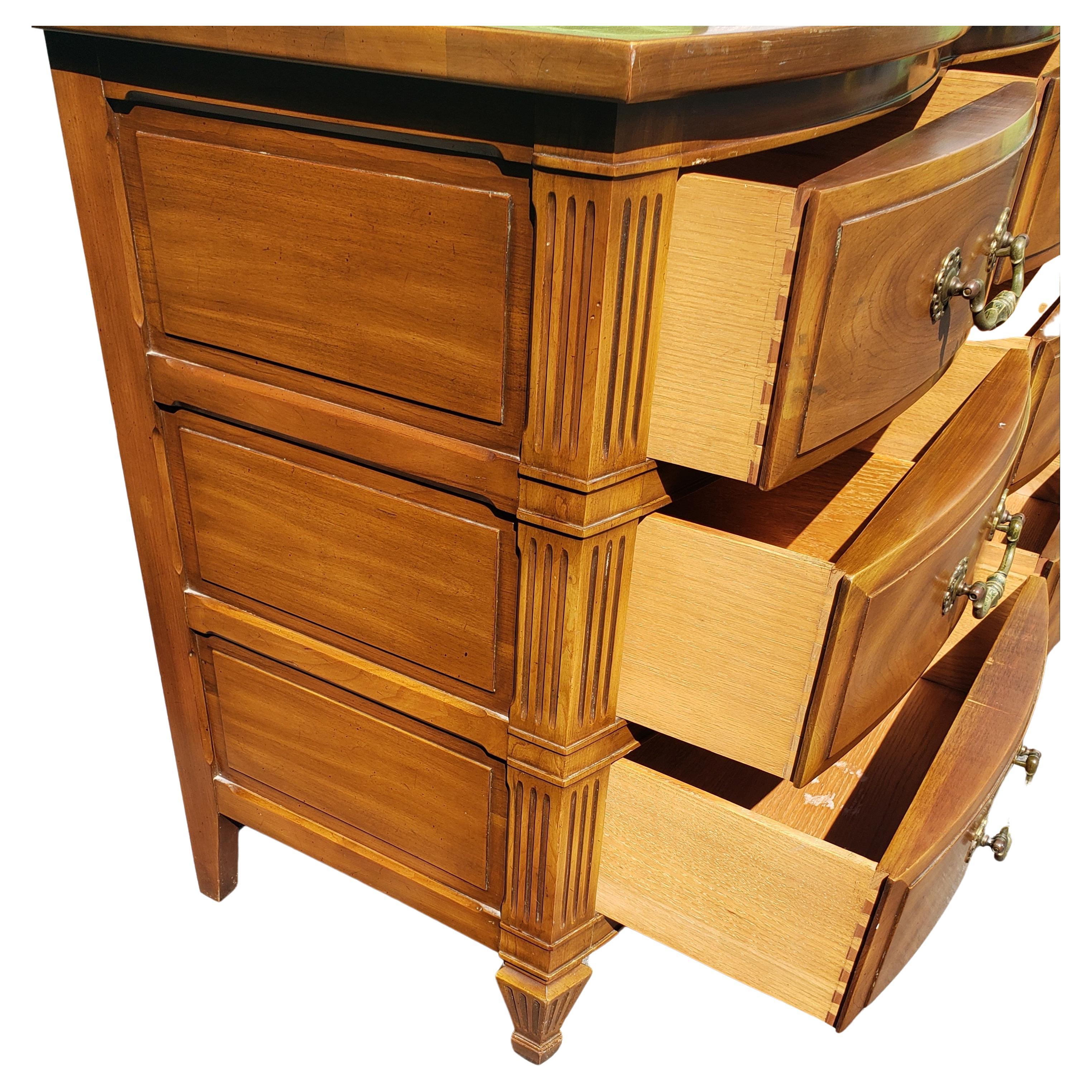 Woodwork John Widdicomb French Country Serpentine Dresser with Glass Top, circa 1950s For Sale