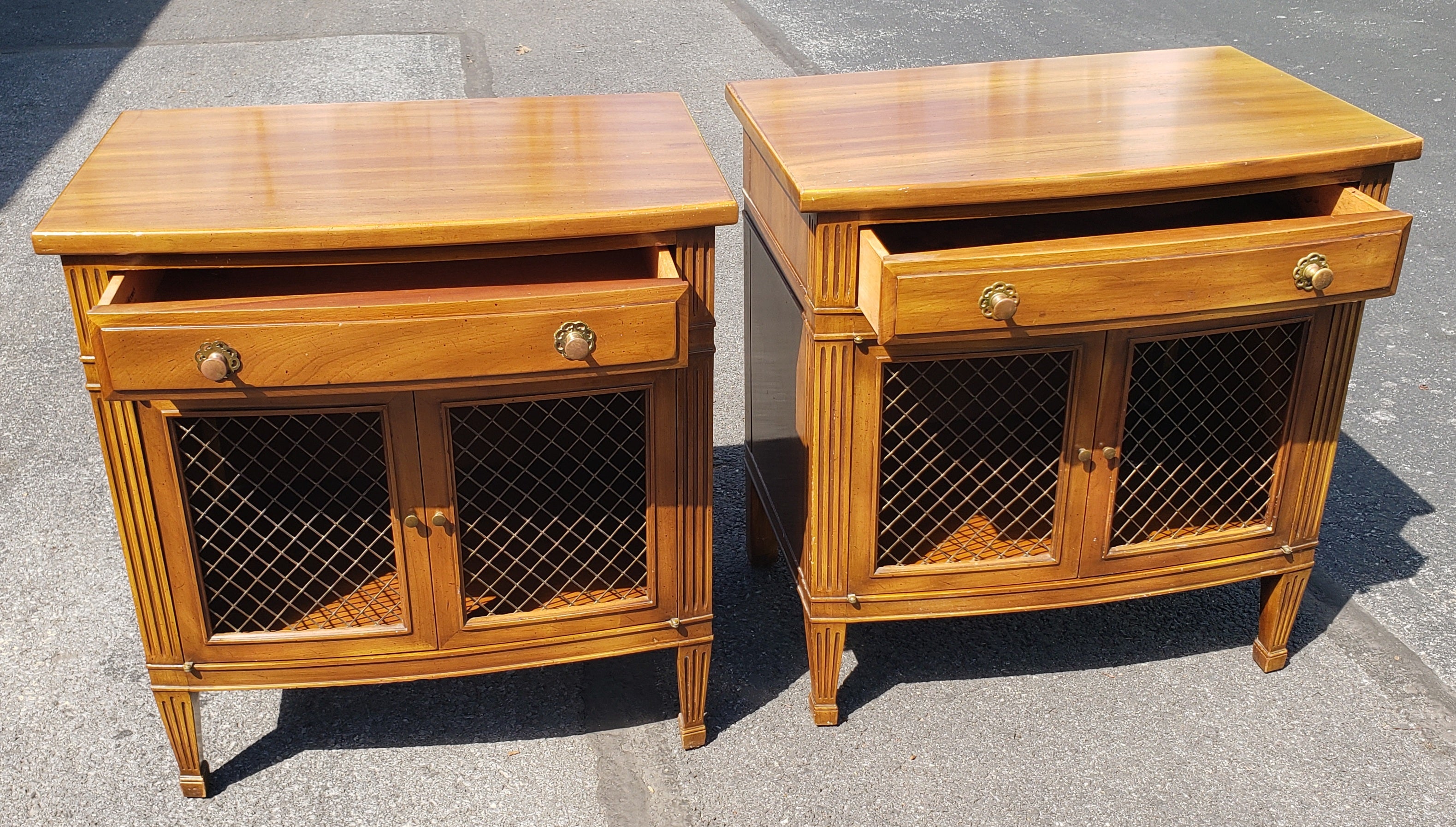 20th Century John Widdicomb French Country Side Tables Nightstands, Circa 1950s