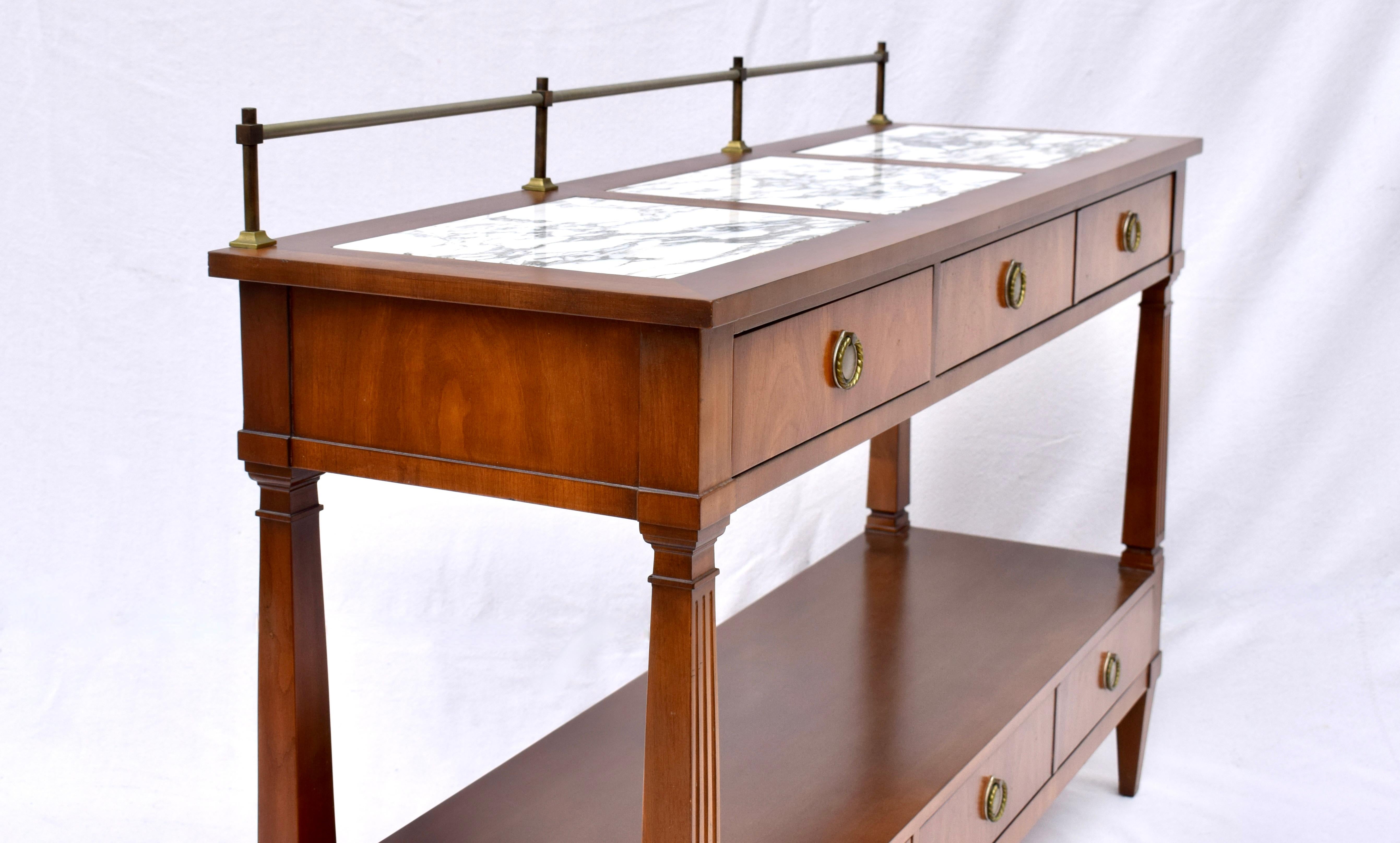 John Widdicomb French Directoire Style Marble Top Console Server For Sale 2