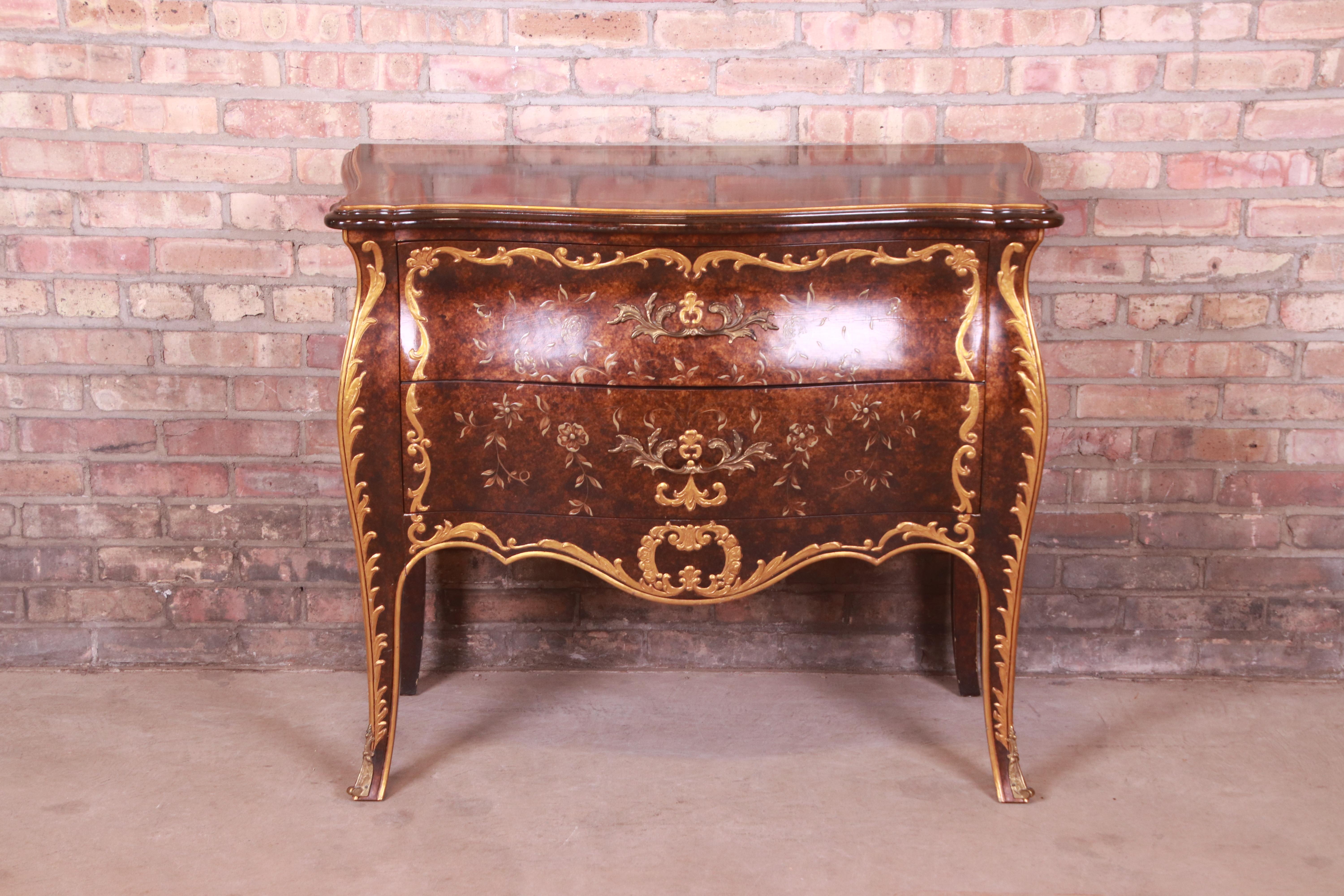 American John Widdicomb French Louis XV Faux Tortoise Shell and Giltwood Bombay Chest