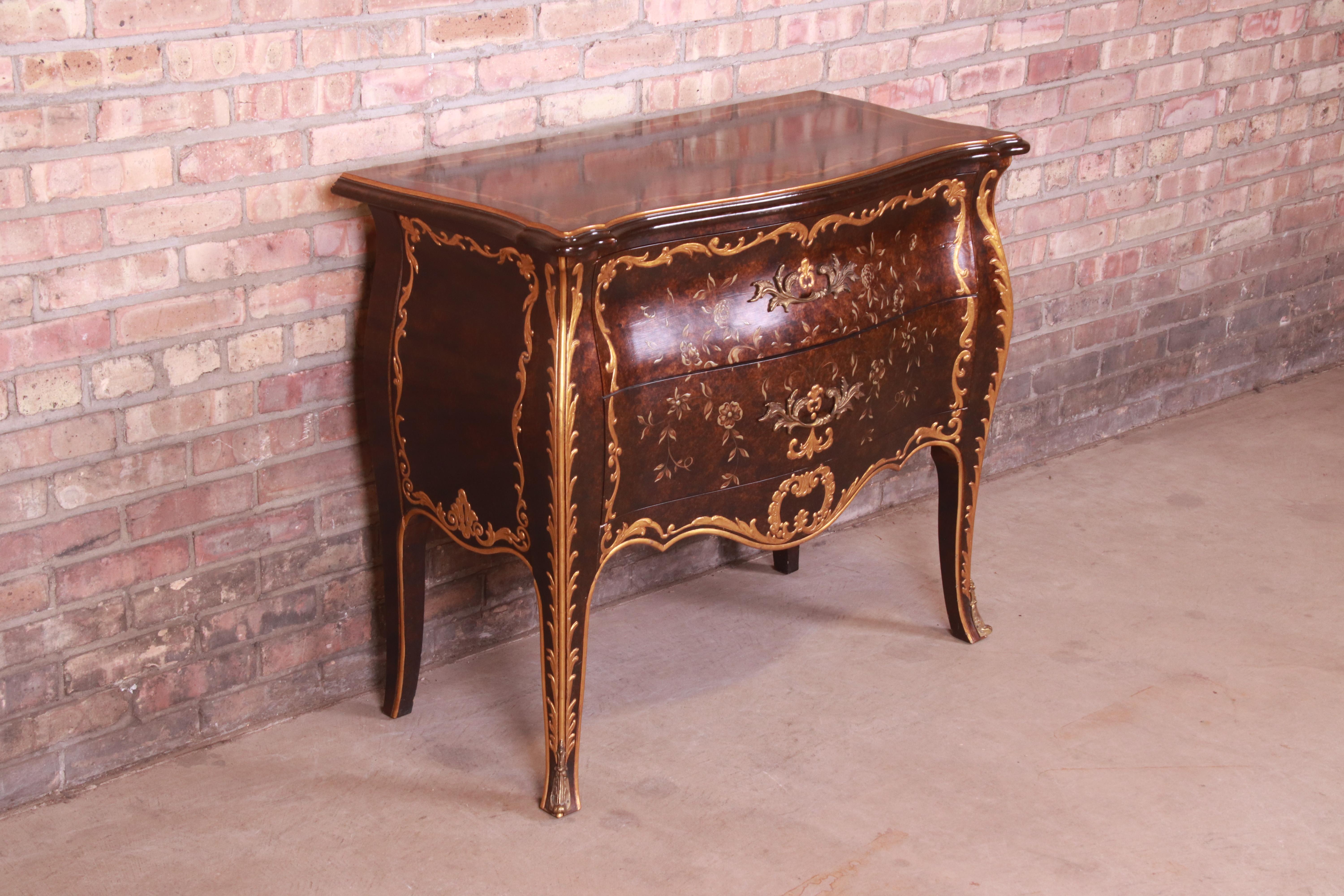 20th Century John Widdicomb French Louis XV Faux Tortoise Shell and Giltwood Bombay Chest