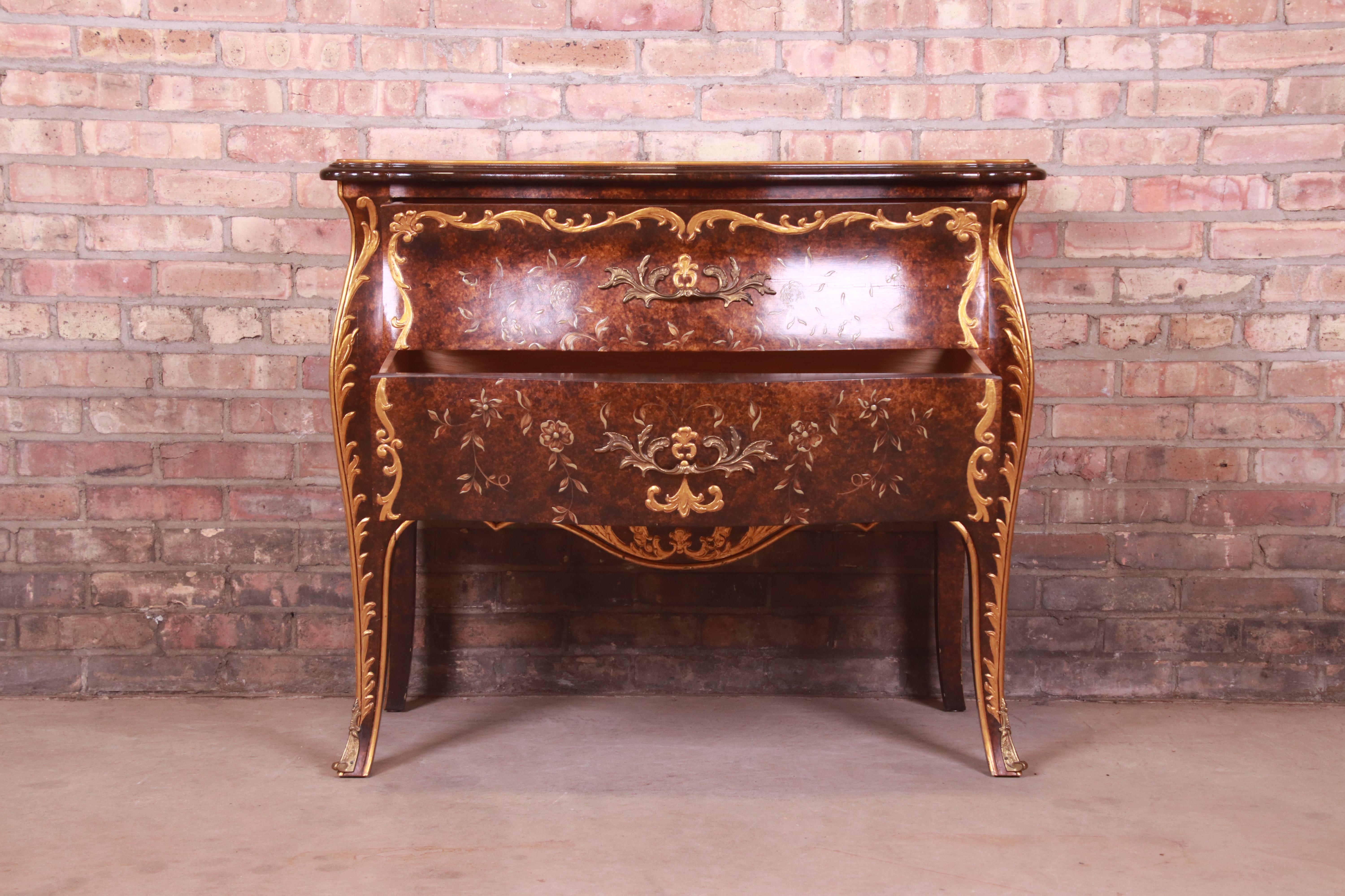 John Widdicomb French Louis XV Faux Tortoise Shell and Giltwood Bombay Chest 2