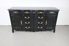 John Widdicomb French Provincial Black Lacquered Sideboard, Newly Refinished