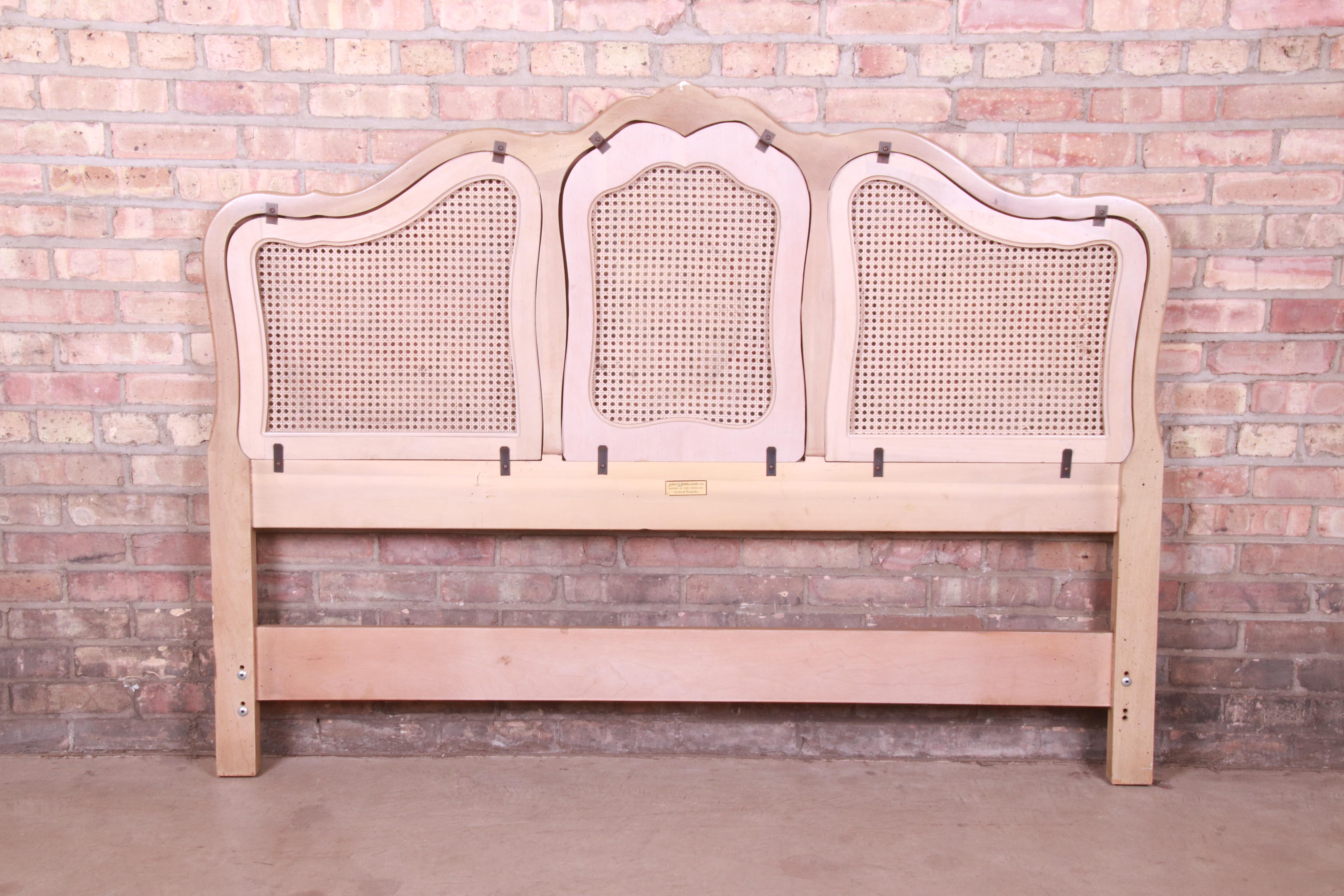 John Widdicomb French Provincial Bleached Walnut and Cane Queen Size Headboard 4