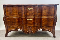 John Widdicomb French Provincial Bombe Serpentine Burl Walnut Commode Dresser