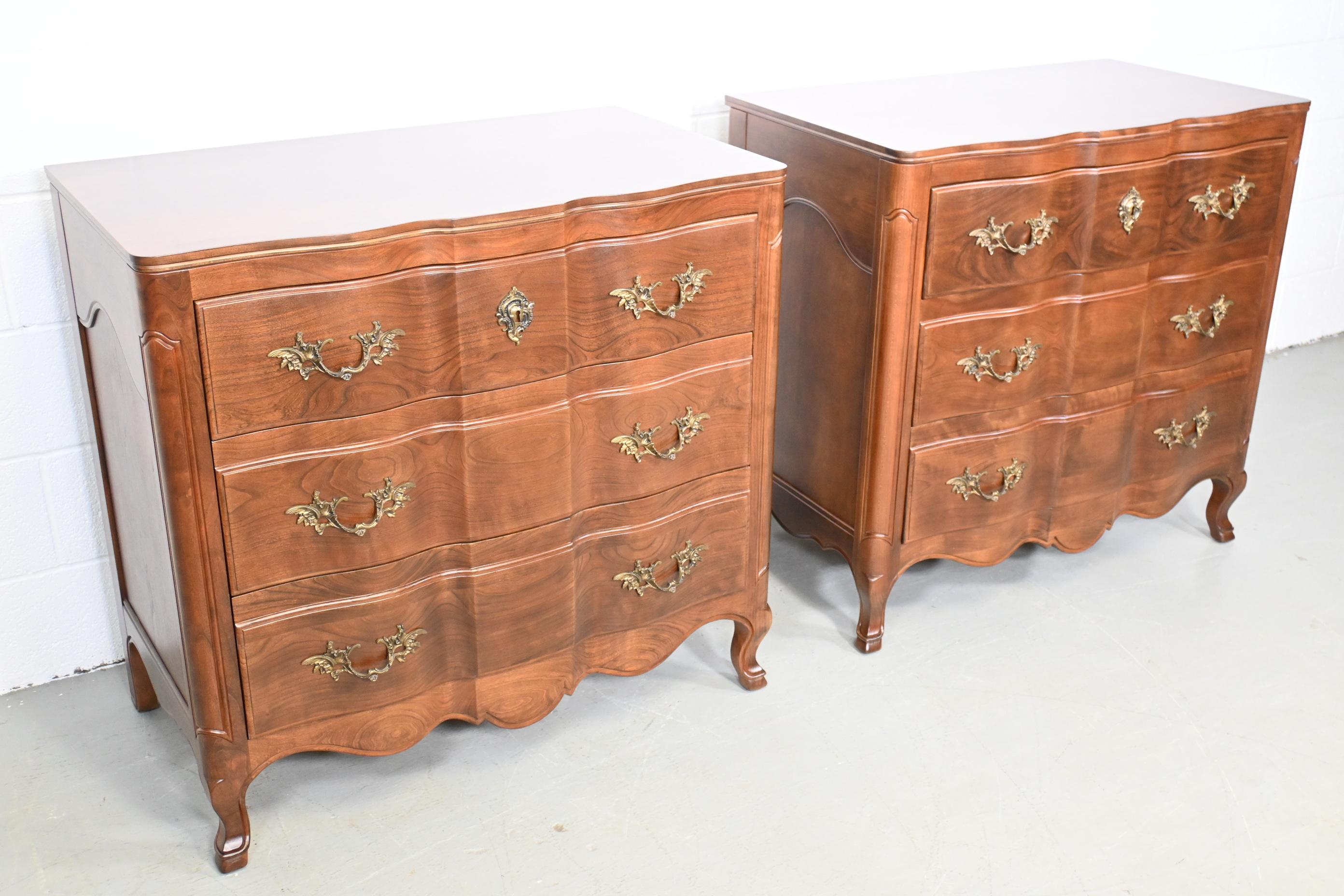 Lacquered John Widdicomb French Provincial Cherry Dressers, a Pair
