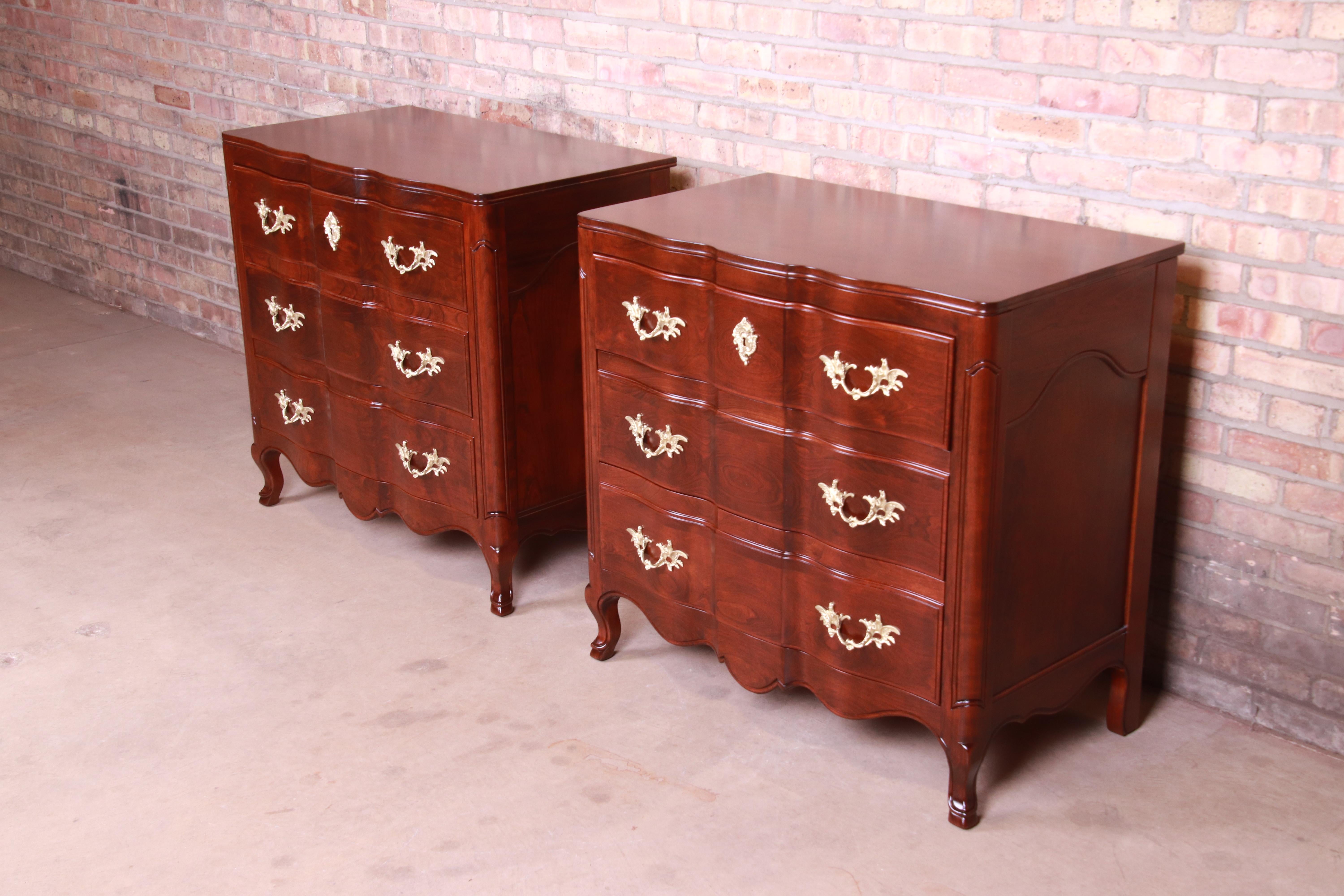 John Widdicomb French Provincial Louis XV Bedside Chests, Newly Refinished In Good Condition For Sale In South Bend, IN