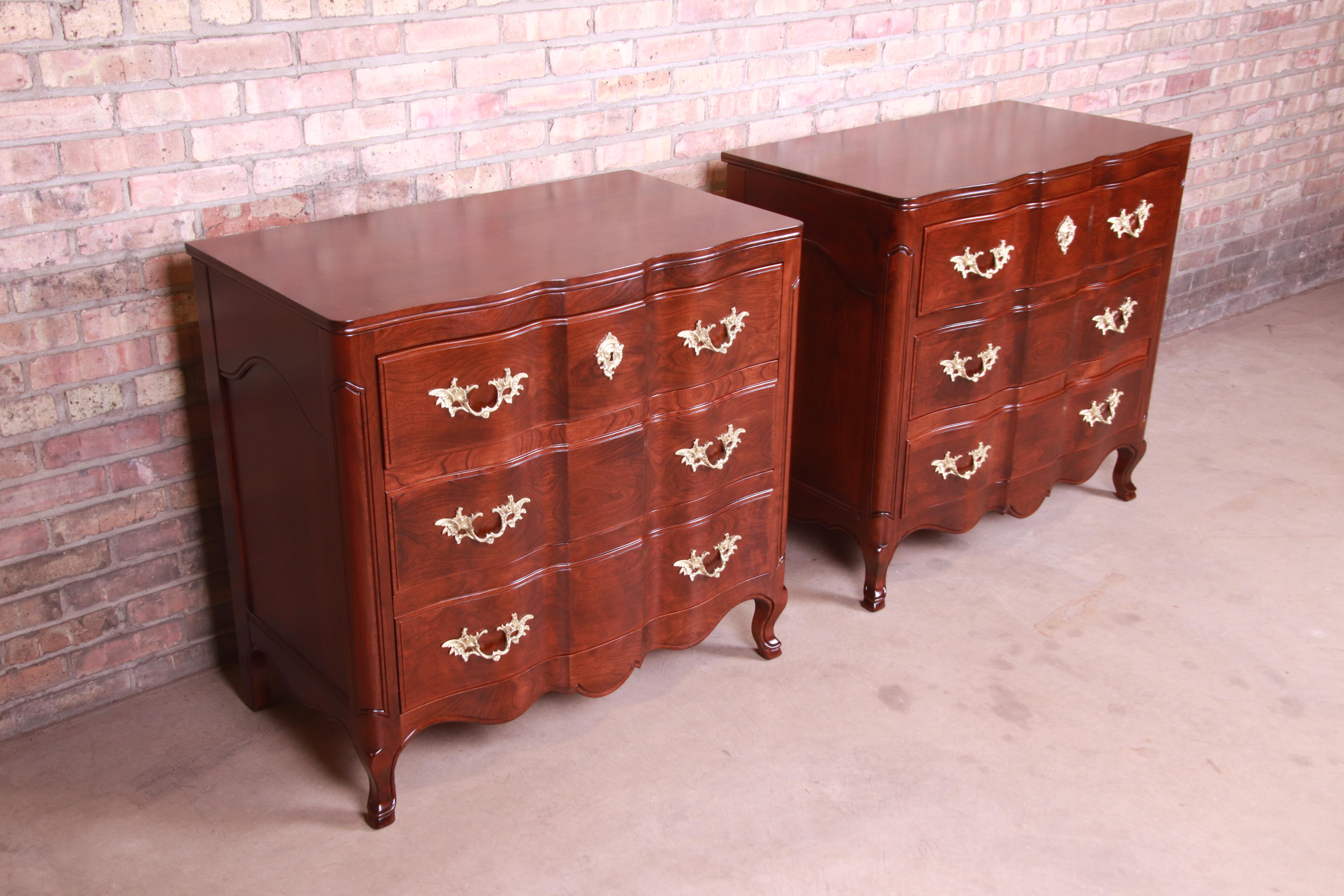 20th Century John Widdicomb French Provincial Louis XV Bedside Chests, Newly Refinished For Sale