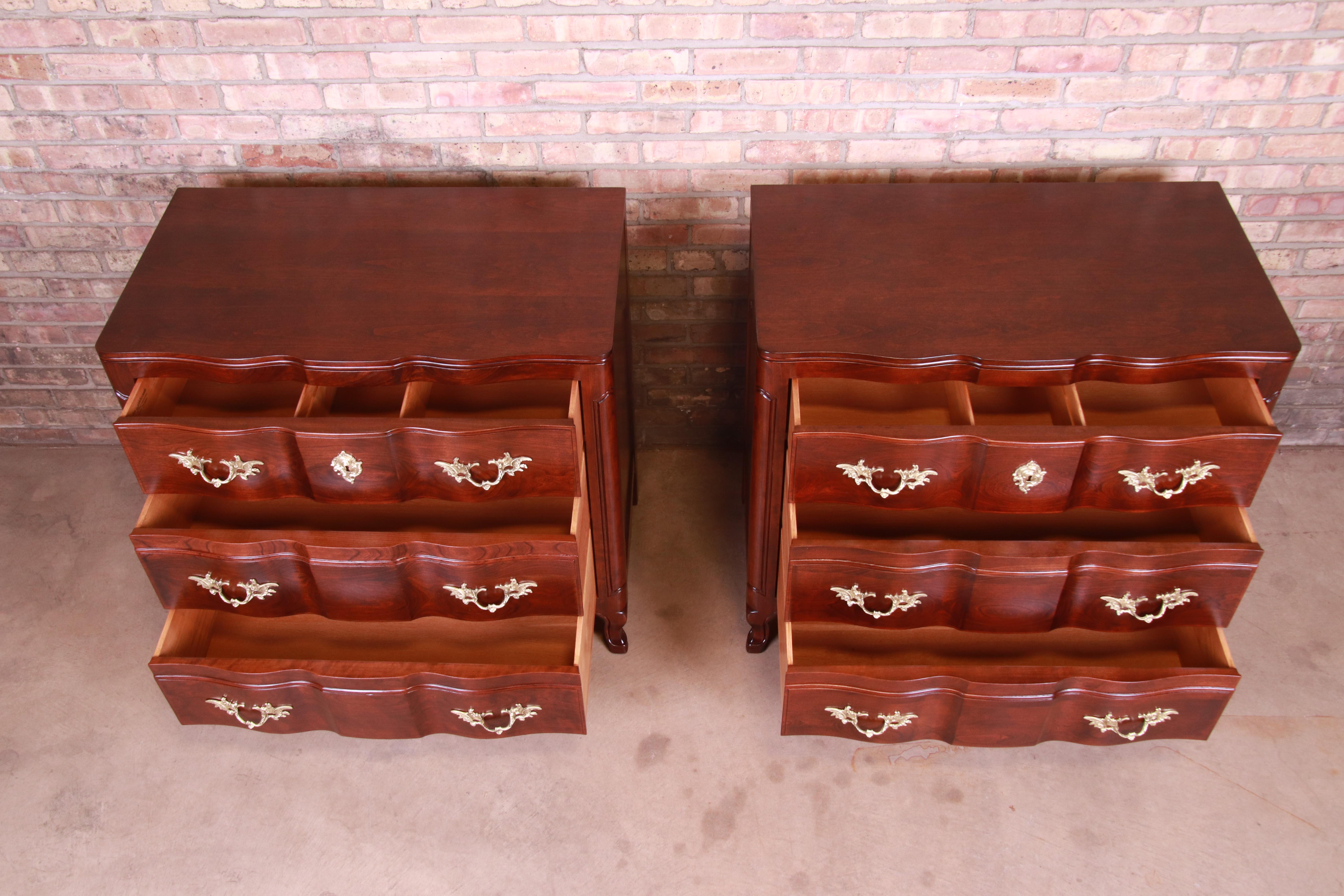 John Widdicomb French Provincial Louis XV Bedside Chests, Newly Refinished For Sale 1